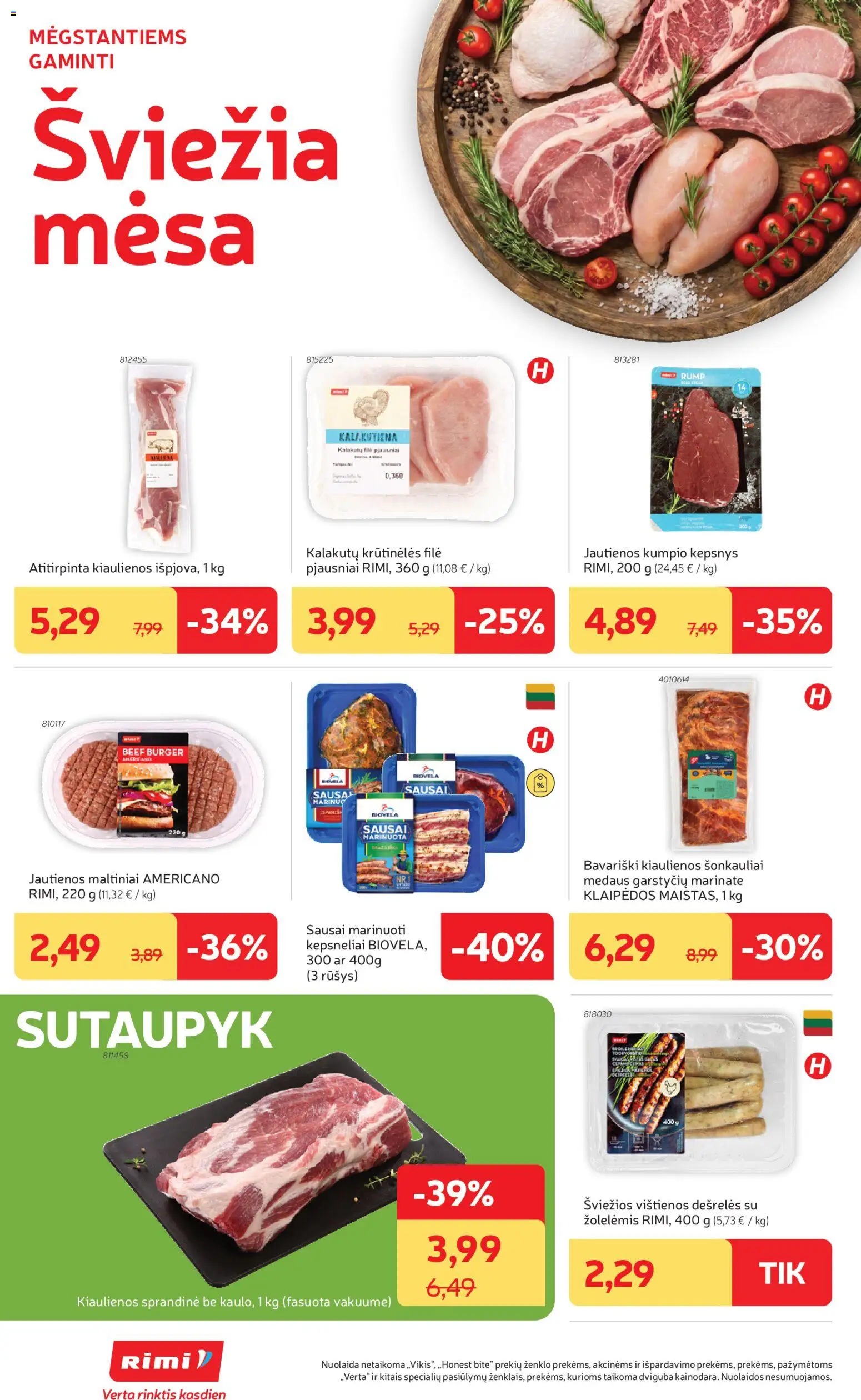 Rimi akcijos nuo 16.06.2026 | Puslapis: 6 | Prekių: Vištienos, Kiaulienos, Jautienos, Dešrelės