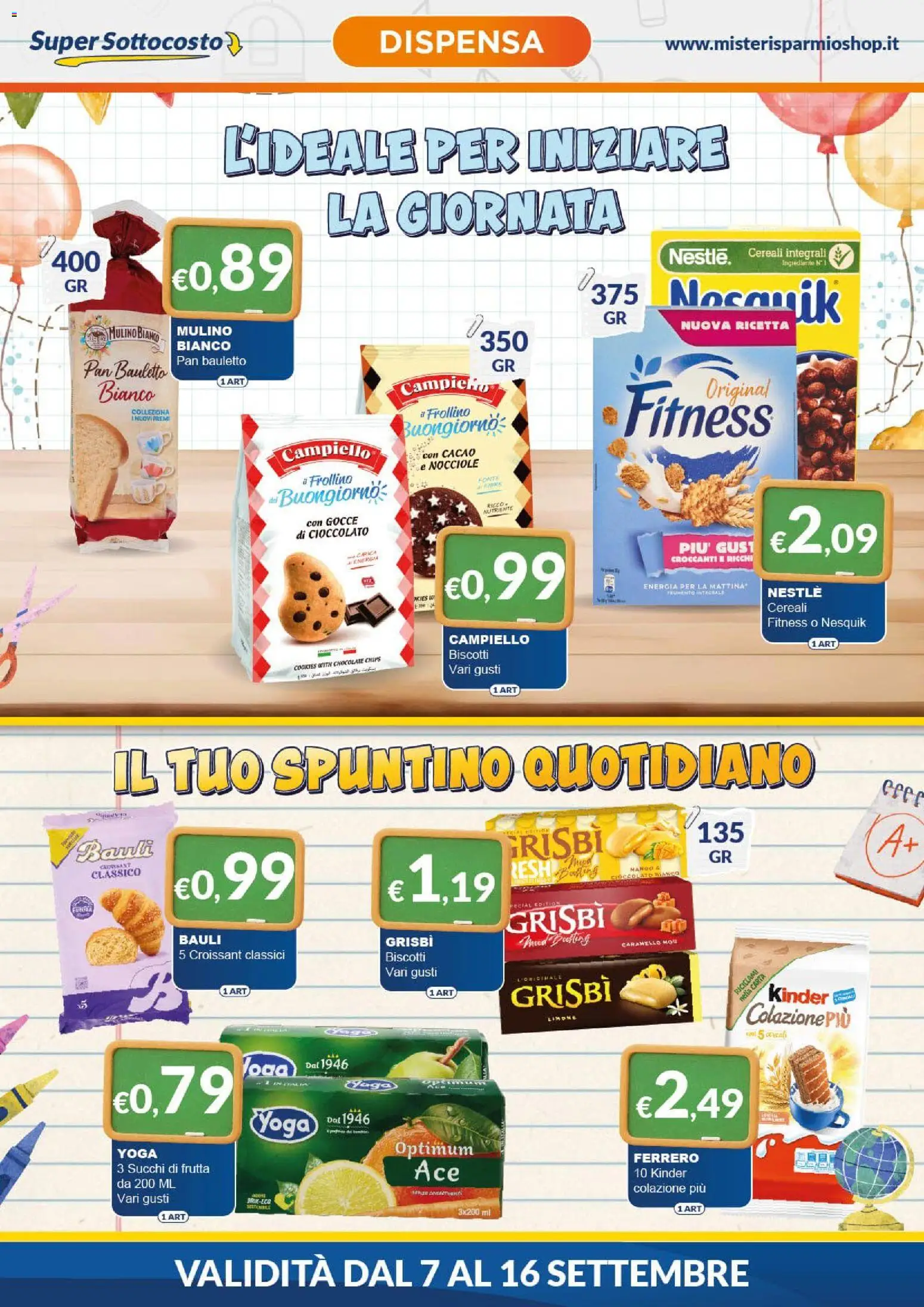 Volantino Mister Risparmio del 07/09/2026 | Pagina: 2 | Prodotti: Cioccolato, Biscotti, Nocciole, Cacao