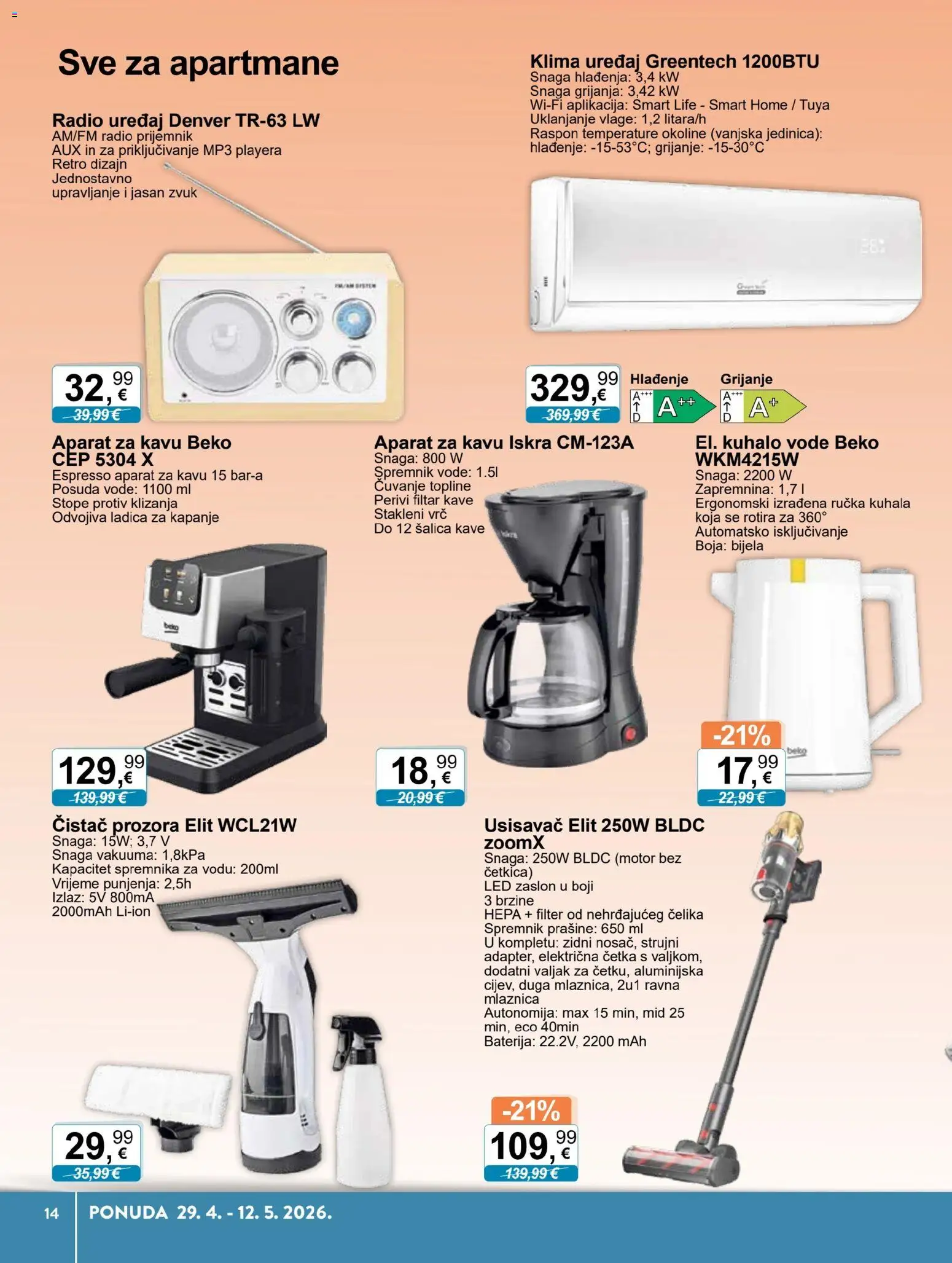 KTC katalog | vrijedi od 29.04.2026 | Stranica: 11 | Proizvodi: Aparat za kavu, Kuhalo vode, Radio, Šalica