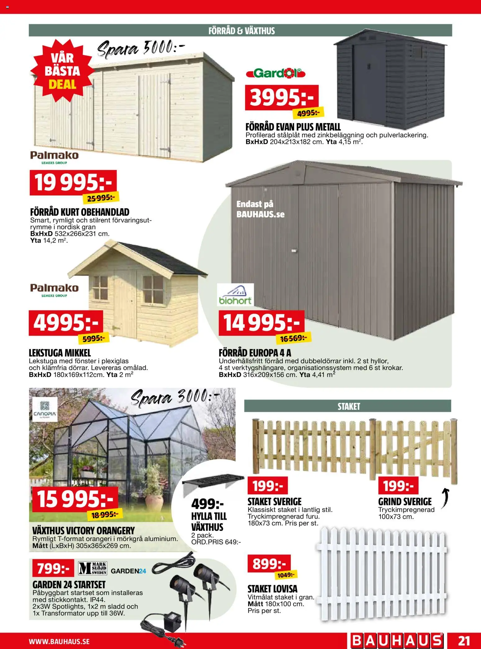 Bauhaus reklamblad aktuell från 01.06.2026 | Sida: 21 | Produkter: Växthus, Hylla, Sladd
