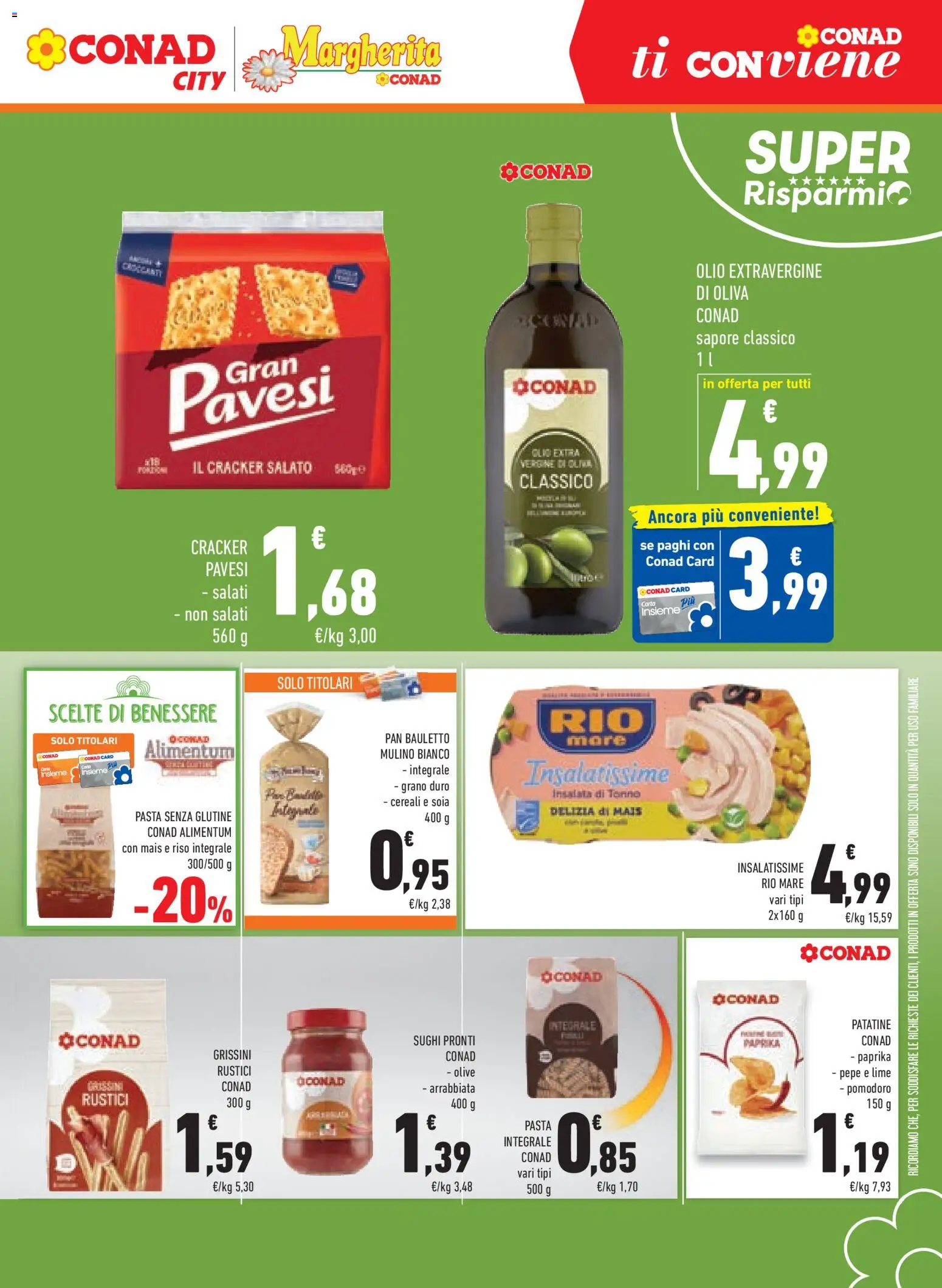 Volantino Conad del 12/08/2026 | Pagina: 7 | Prodotti: Pasta senza glutine, Pomodoro, Grissini, Insalata di tonno