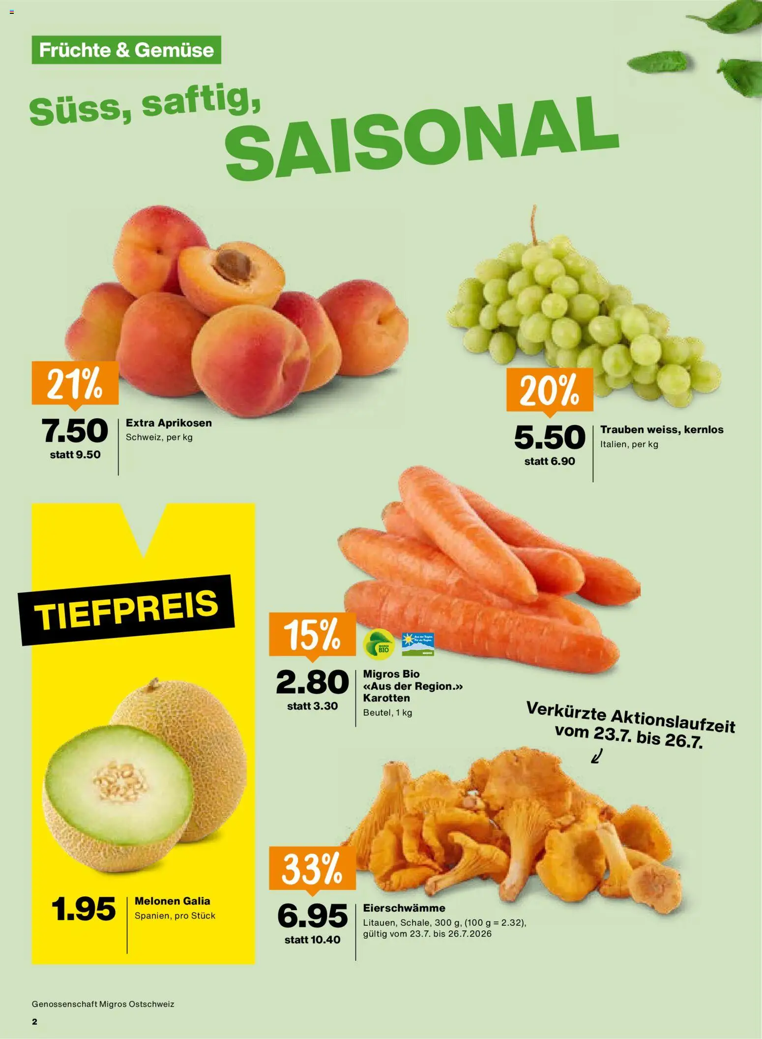 Migros aktionen – gültig ab 23.07.2026 | Seite: 2 | Produkte: Gemüse, Früchte