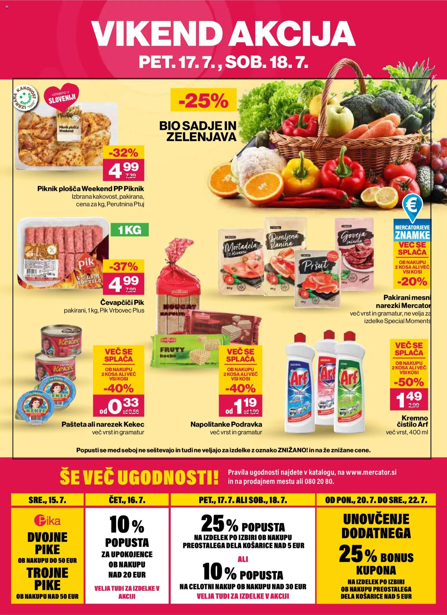Novi Mercator katalog ponudbe – veljaven od 16.07.2026 | Stran: 32 | Izdelki: Napolitanke, Mortadela, Čevapčiči, Zelenjava