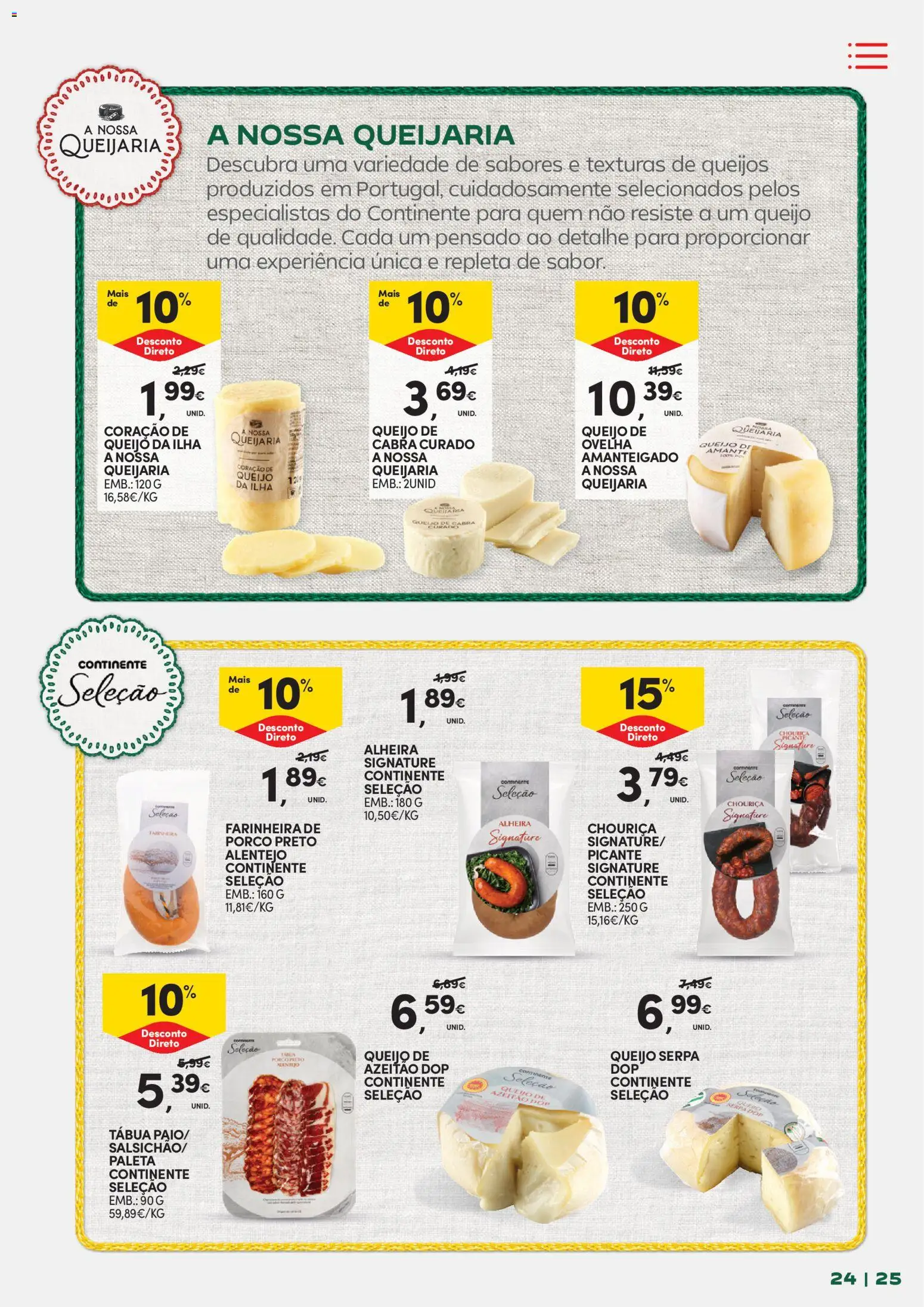 Continente - Frescura de Portugal Direto da origem │ válido de 05.05.2026 | Página: 25 | Produtos: Tábua, Queijo, Alheira