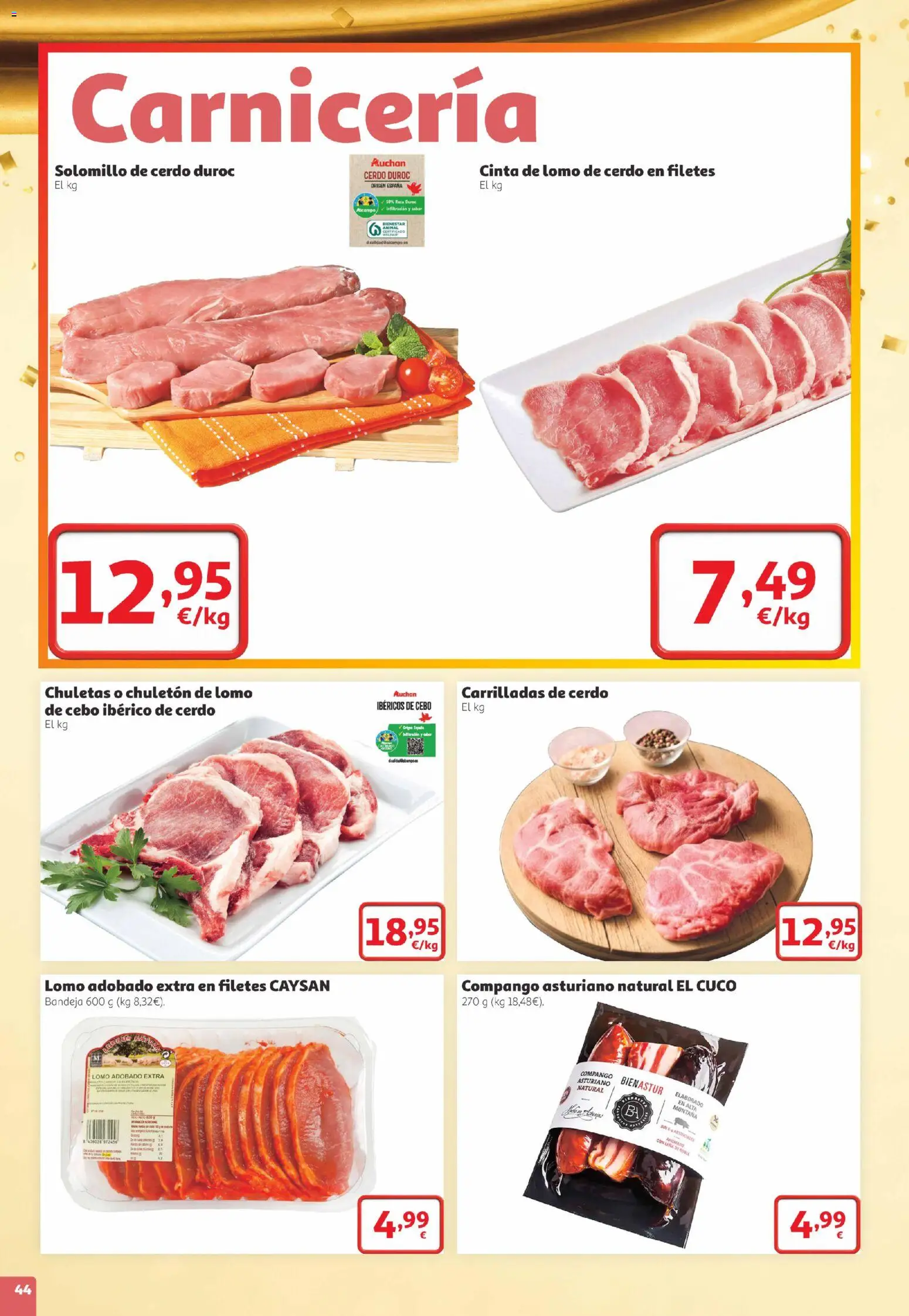 Alcampo folleto Telde │ válido desde el 22/10/2026 | Página: 44 | Productos: Solomillo de cerdo, Lomo, Cerdo, Bandeja
