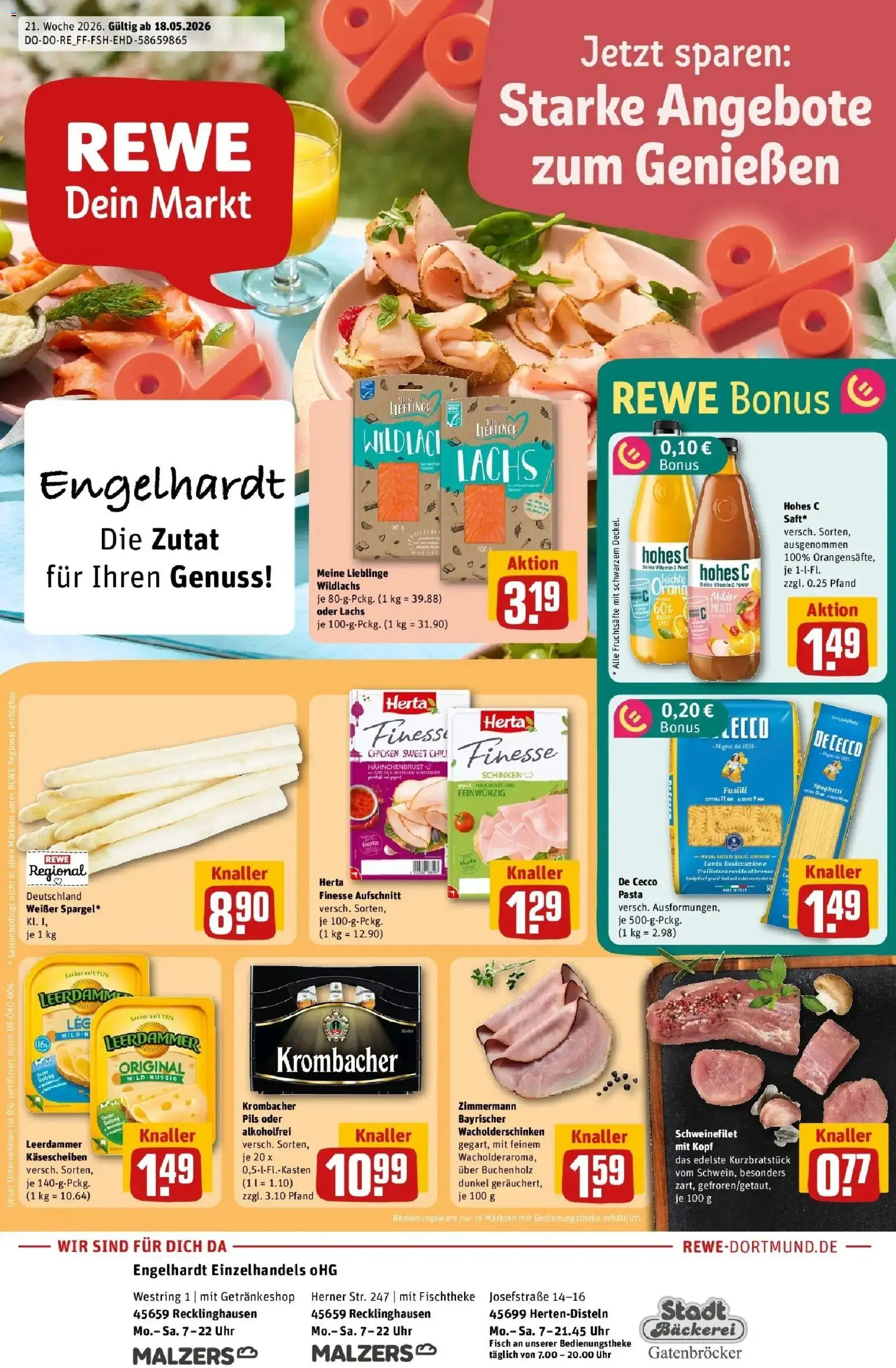 Rewe Prospekt Herten – gültig ab 17.05.2026 | Seite: 1 | Produkte: Schweinefilet, Fisch, Lachs, Hahnchenbrust