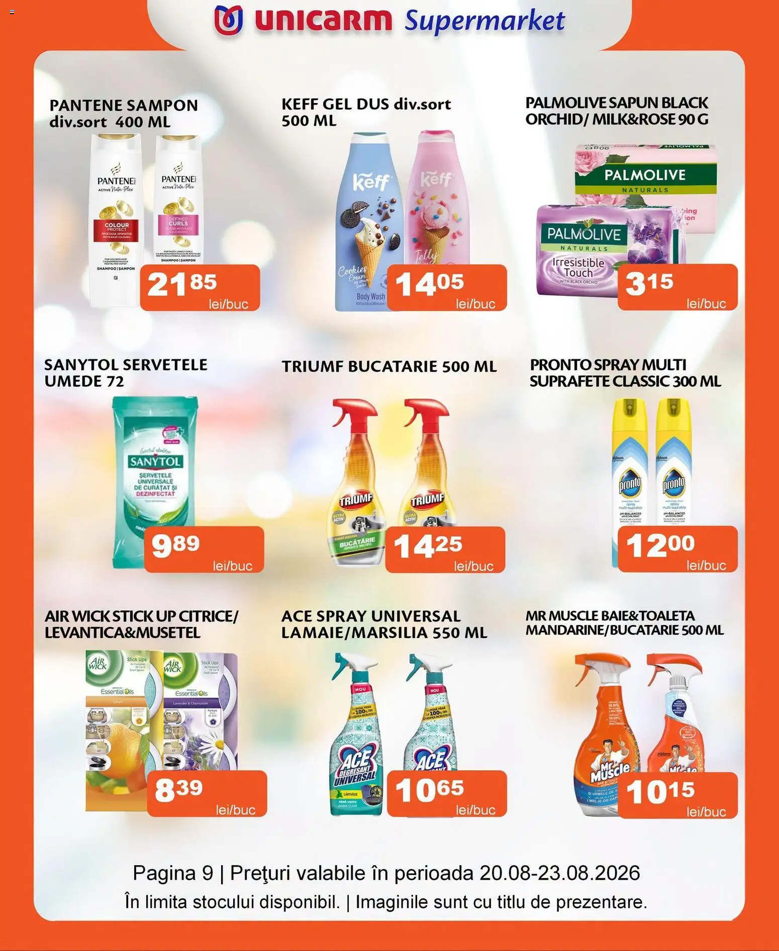 Noul catalog Unicarm – valabil de la 20.08.2026 | Pagină: 9 | Produse: Body, Active, Bucătărie, Duș