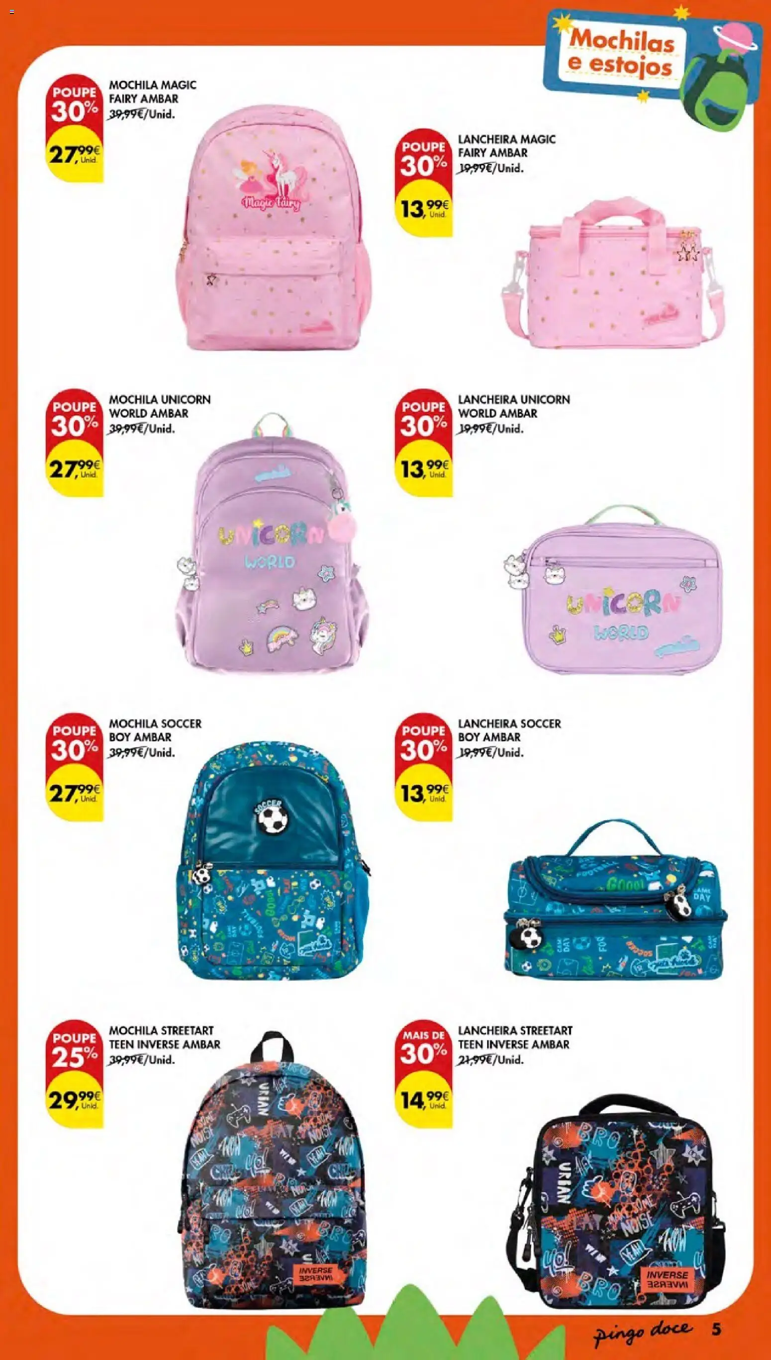 Pingo Doce Regresso às Aulas Açores │ válido de 20/08/2026 | Página: 5 | Produtos: Mochila, Mochilas