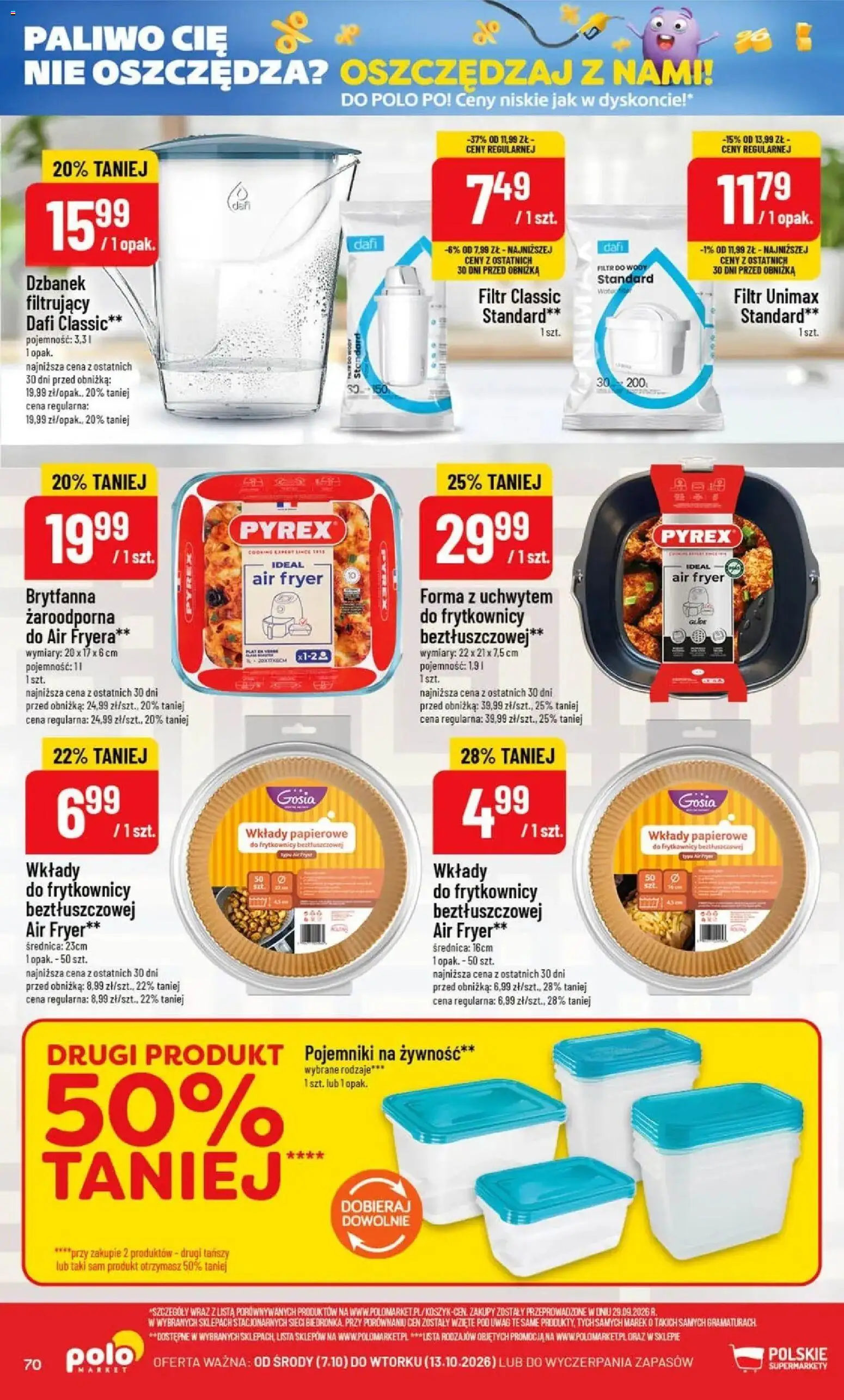 Nowa POLOmarket gazetka od jutra 07.10.2026 | Strona: 70 | Produkty: Dzbanek, Żywność, Filtr do wody, Pojemniki na żywność
