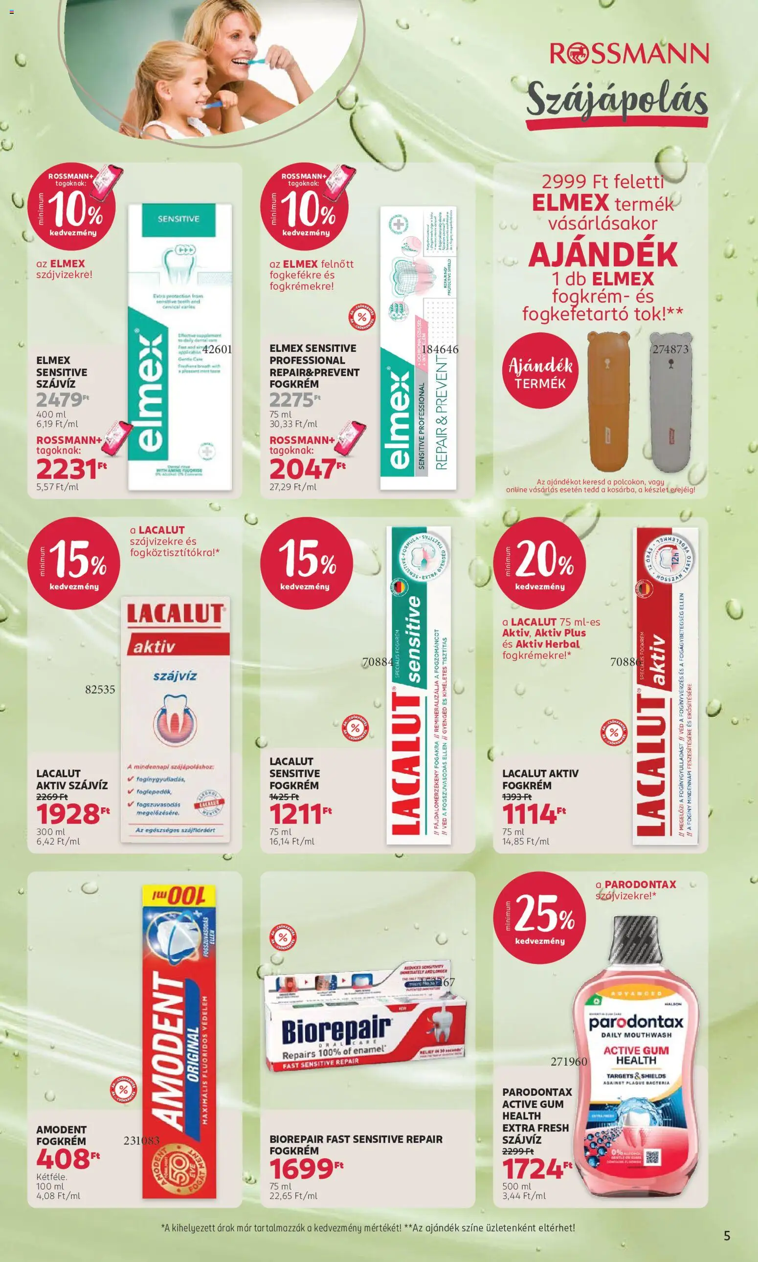 Rossmann akciós ujság - amely érvényes a következő dátumtól: 2026.09.07. | Oldal: 5 | Termékek: Tartó, Tök, Fogkrém, Szájvíz