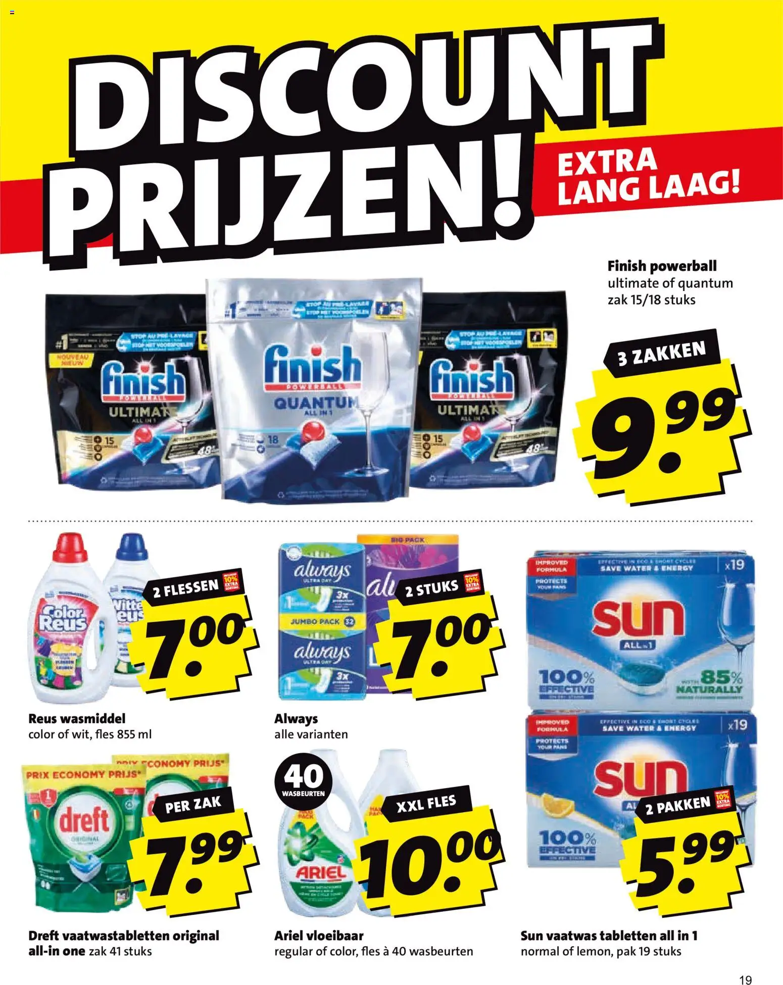 {H1} | Pagina: 19 | Producten: Vaatwas tabletten, Fles, Zak, Water