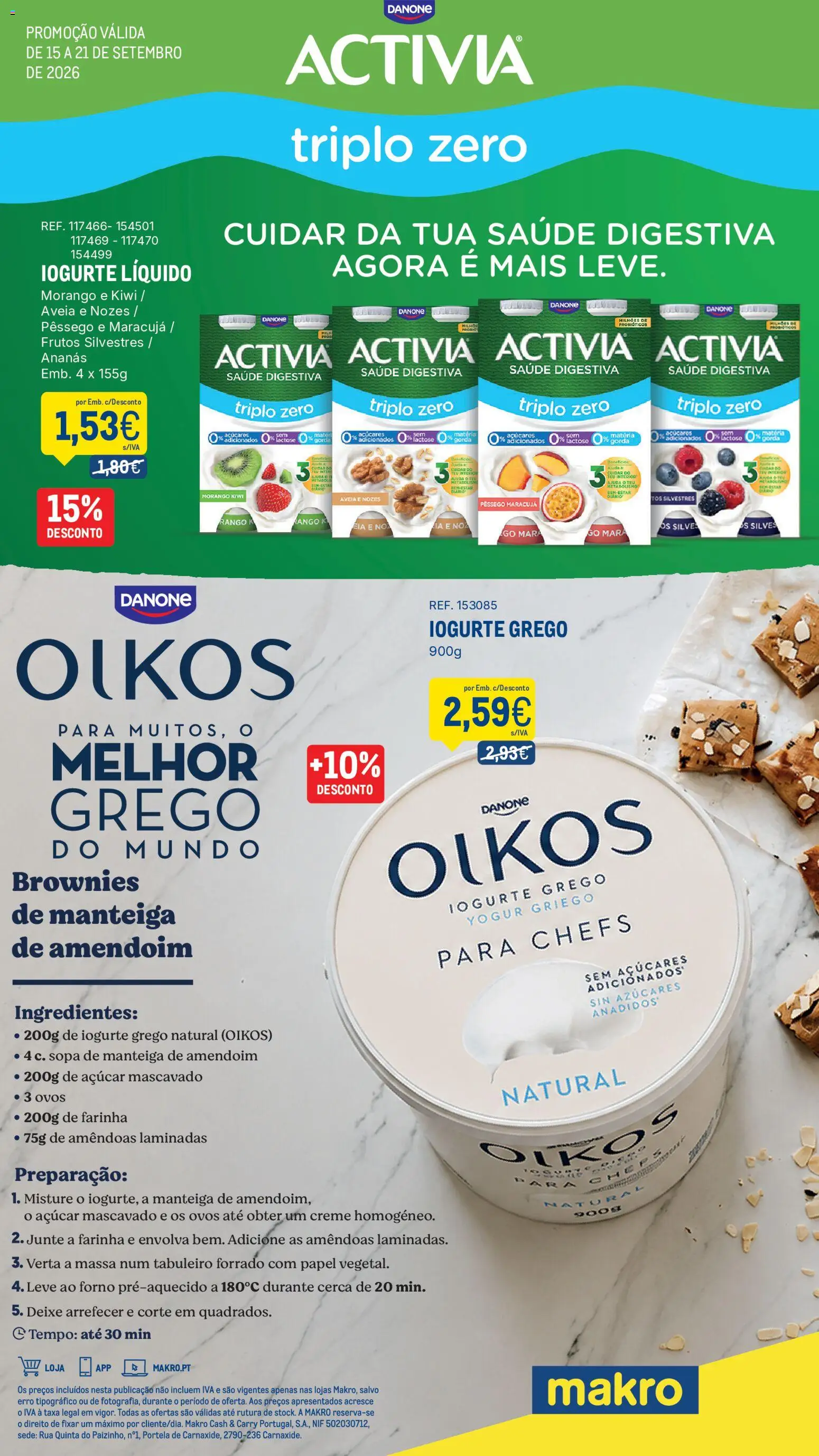 Makro Folheto Danone │ válido de 15/09/2026 | Página: 1 | Produtos: Probióticos, Açúcar mascavado, Ovos, Creme