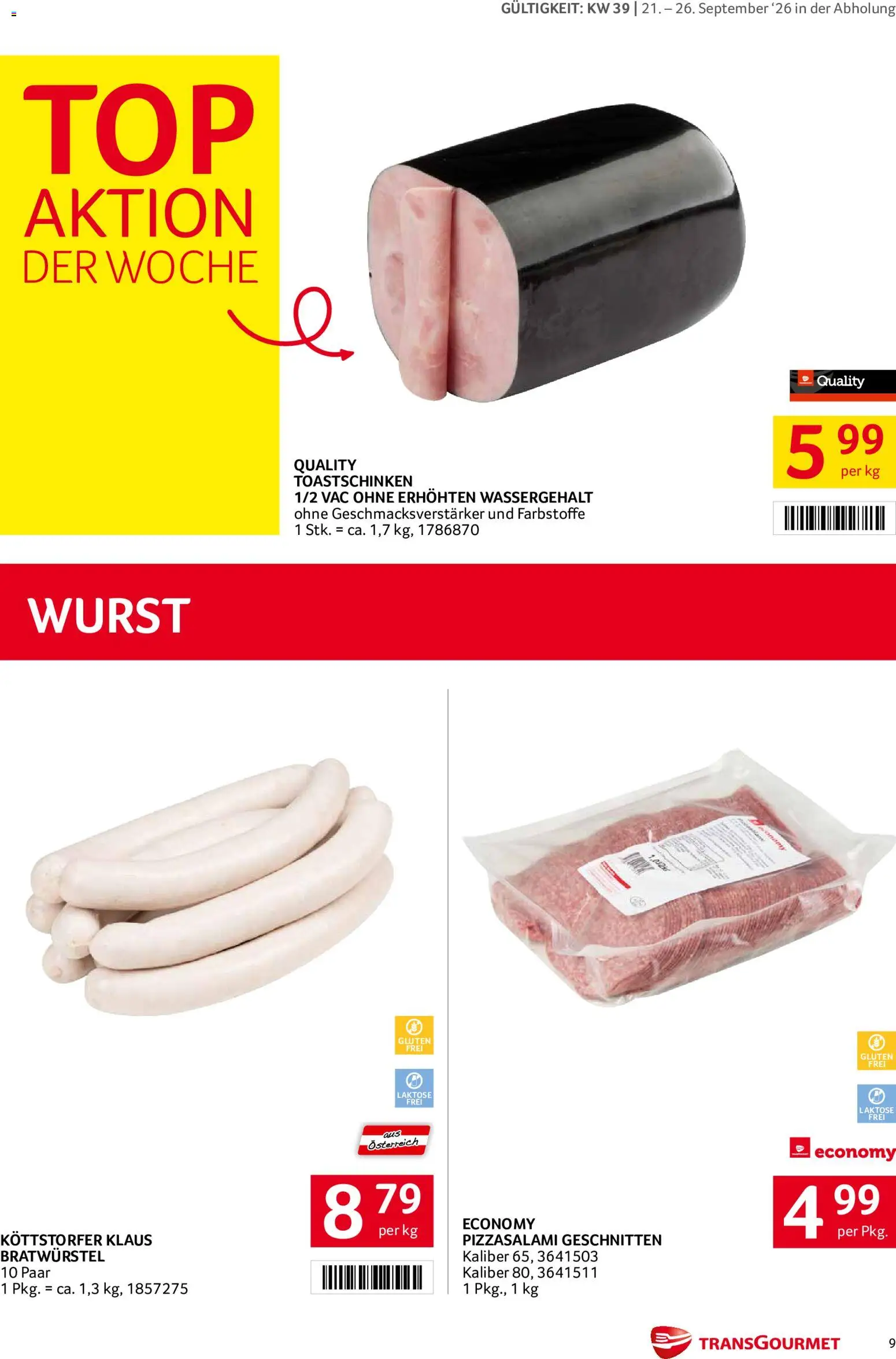Transgourmet Flugblatt gültig ab 20.09.2026 | Seite: 7 | Produkte: Wurst