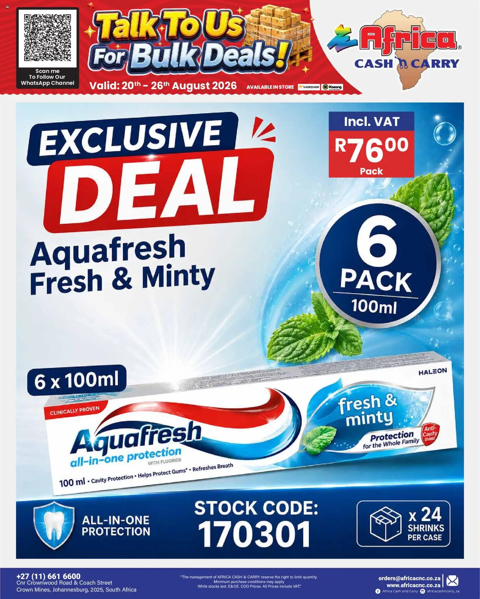 New Africa Cash & Carry catalogue – valid from 20/08/2026 | Page: 15 | Products: Case, Stock
