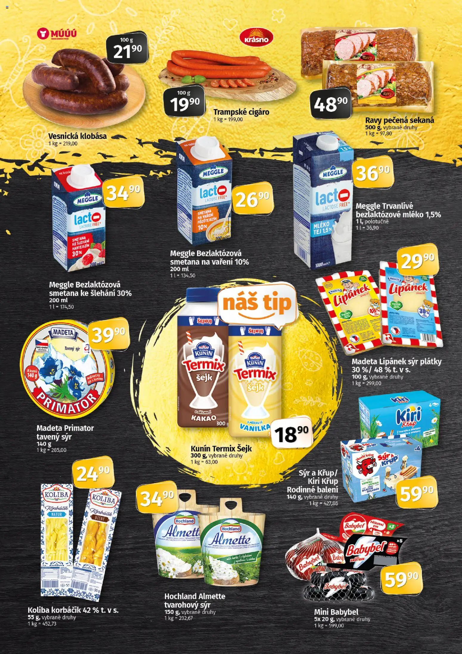 Coop leták - Tip Extra od 08.07.2026 | Strana: 2 | Produkty: Tavený sýr, Babybel, Smetana ke šlehání, Bezlaktozové mléko