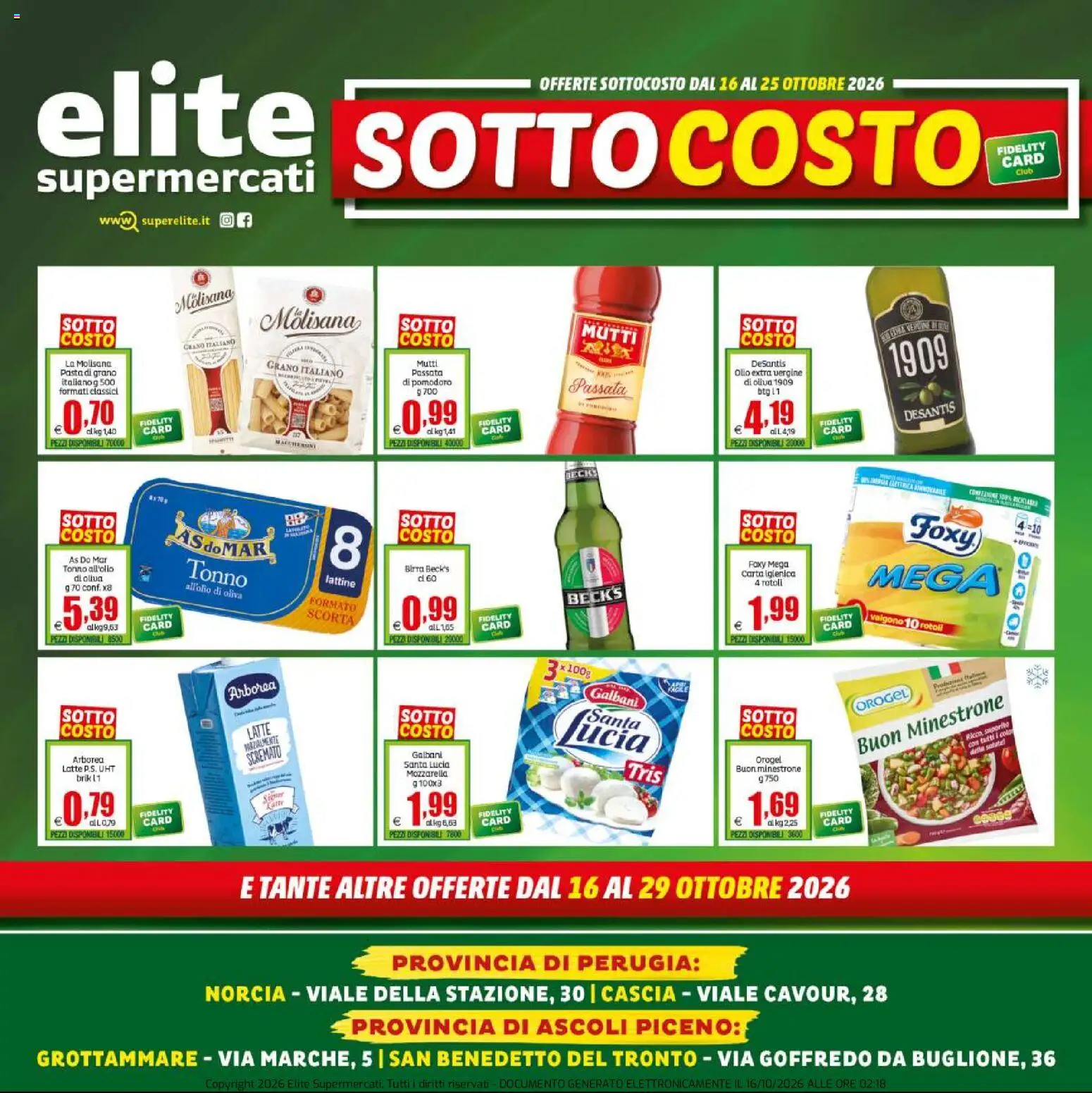 Volantino Elite Supermercati del 16/10/2026 | Pagina: 1