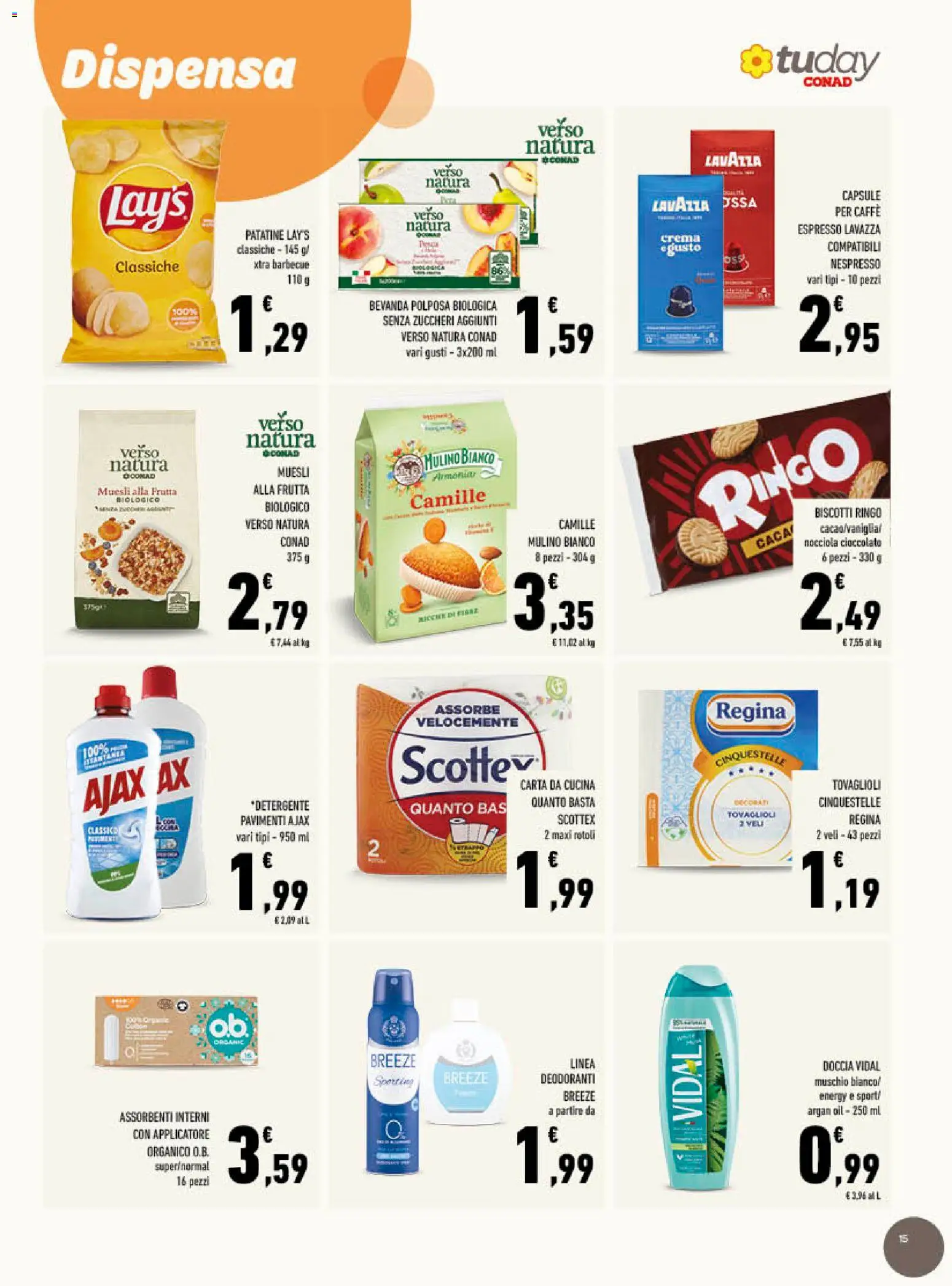 Volantino Conad del 03.06.2026 | Pagina: 15 | Prodotti: Muesli, Caffè, Lavazza, Doccia