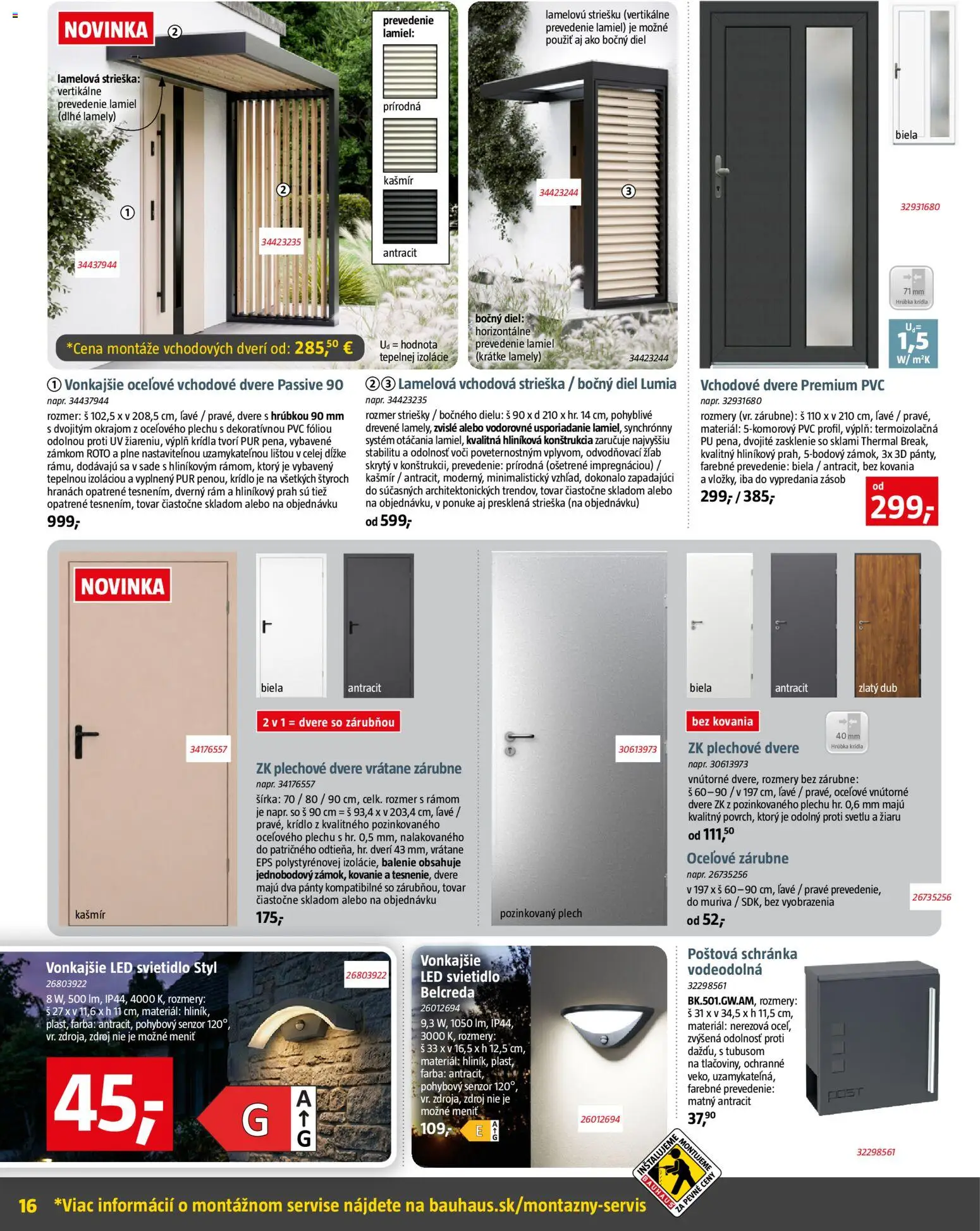 Nové Bauhaus akcie – leták je platný od 05.10.2026 | Strana: 16 | Produkty: Lamely, Kovanie, Rám, Vchodové dvere