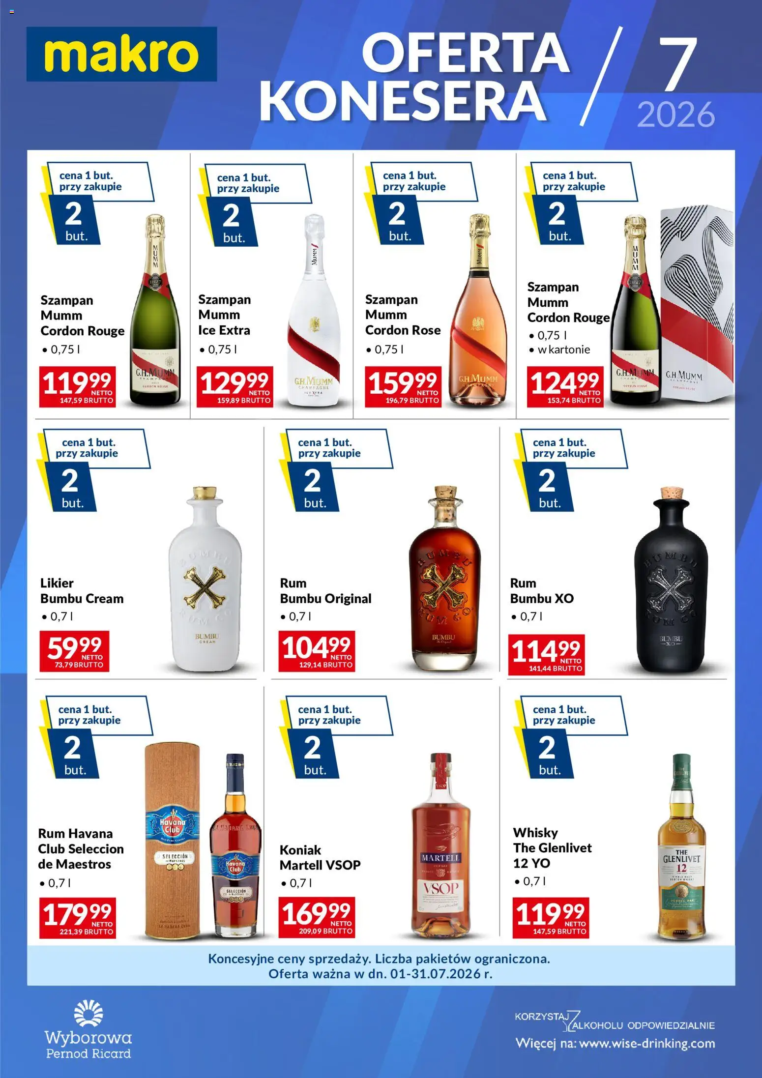 Makro gazetka - Konesera lipiec od 01.07.2026 | Strona: 1 | Produkty: Koniak, Champagne, Rum, Whisky