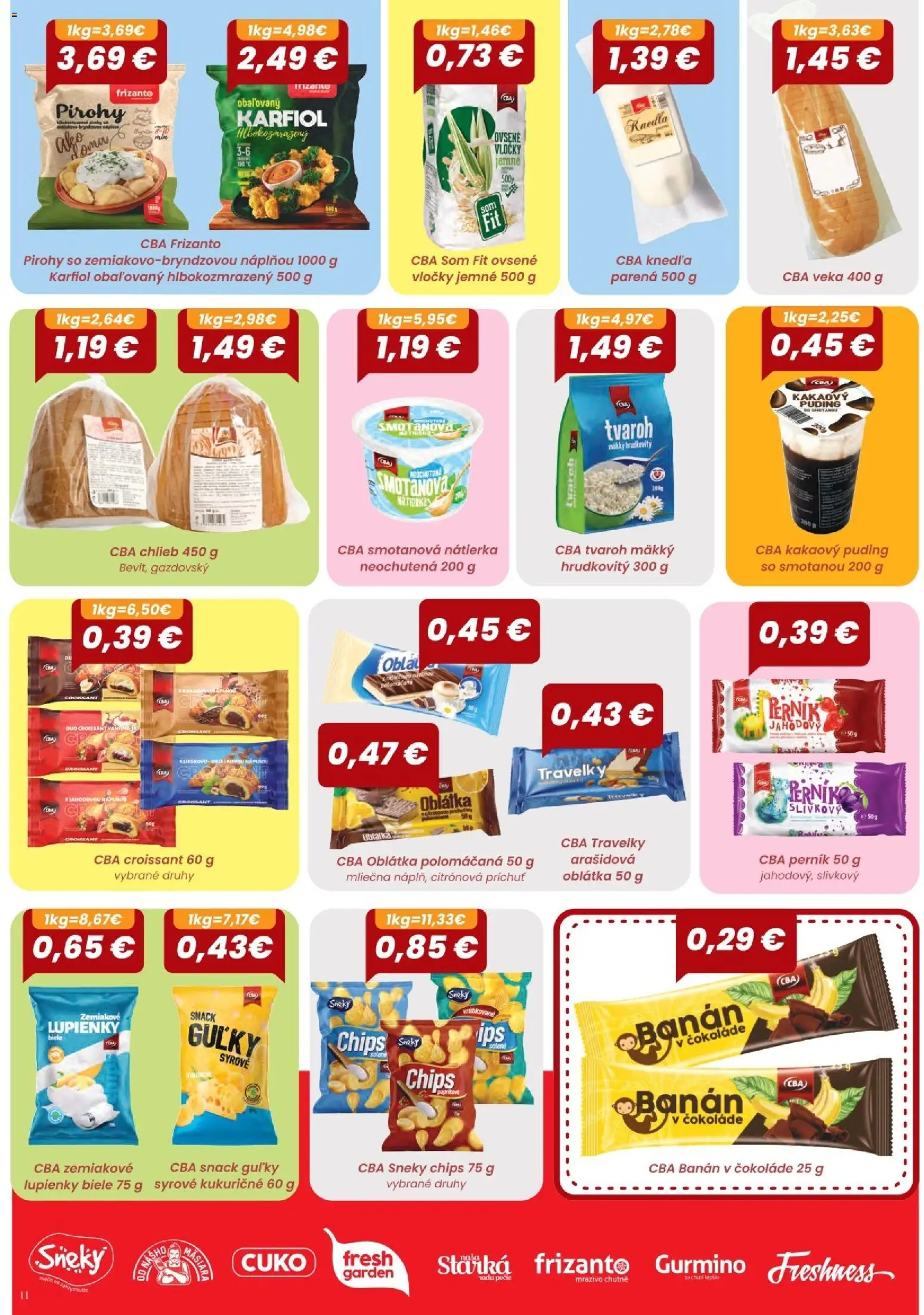 Nové CBA Komfos akcie – leták je platný od 03.09.2026 | Strana: 11 | Produkty: Veka, Croissant, Nátierka, Tvaroh