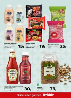 Graasten dressing, Flere varianter. 425 g. Kg-pris maks. 35,29. Frit valg. 1 stk. gyldig fra 09/10/2026 | Side: 42 | Produkter: Spaghetti, Ketchup, Mandler, Snacks