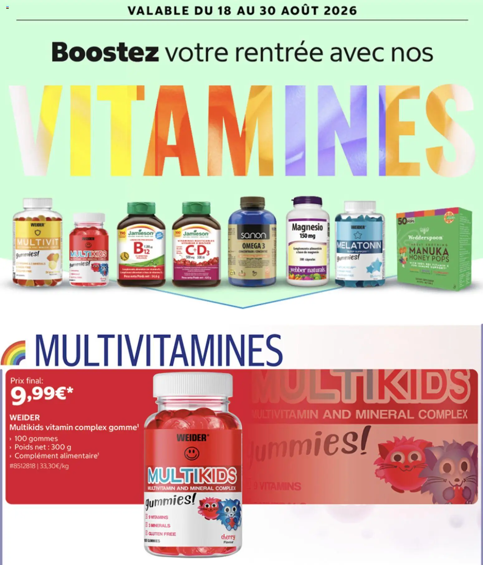 {H1} | Page: 1 | Produits: Multivitamines, Base, Poids, Oméga 3