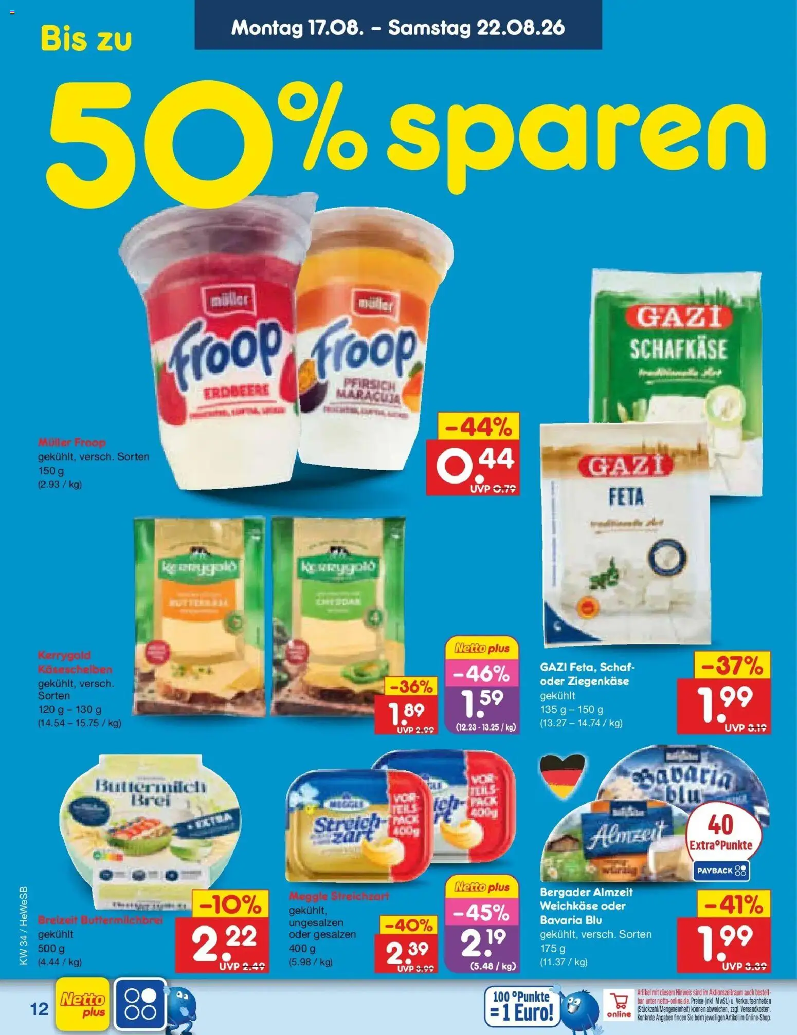 Netto Marken-Discount Prospekt Hamburg – gültig ab 17.08.2026 | Seite: 16 | Produkte: Froop, Buttermilch, Feta, Pfirsich