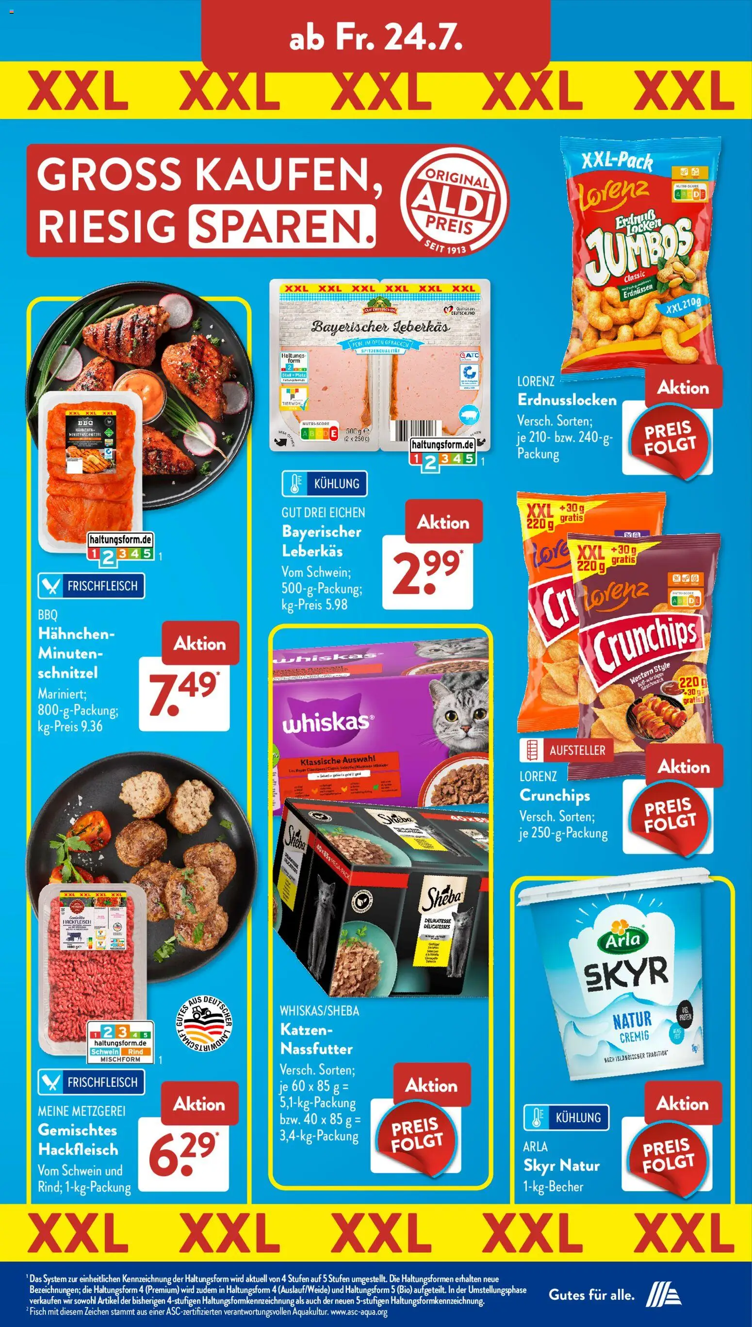 Aldi Süd Prospekt – gültig ab 20.07.2026 | Seite: 12 | Produkte: Hahnchen, Sheba, Skyr, Hackfleisch