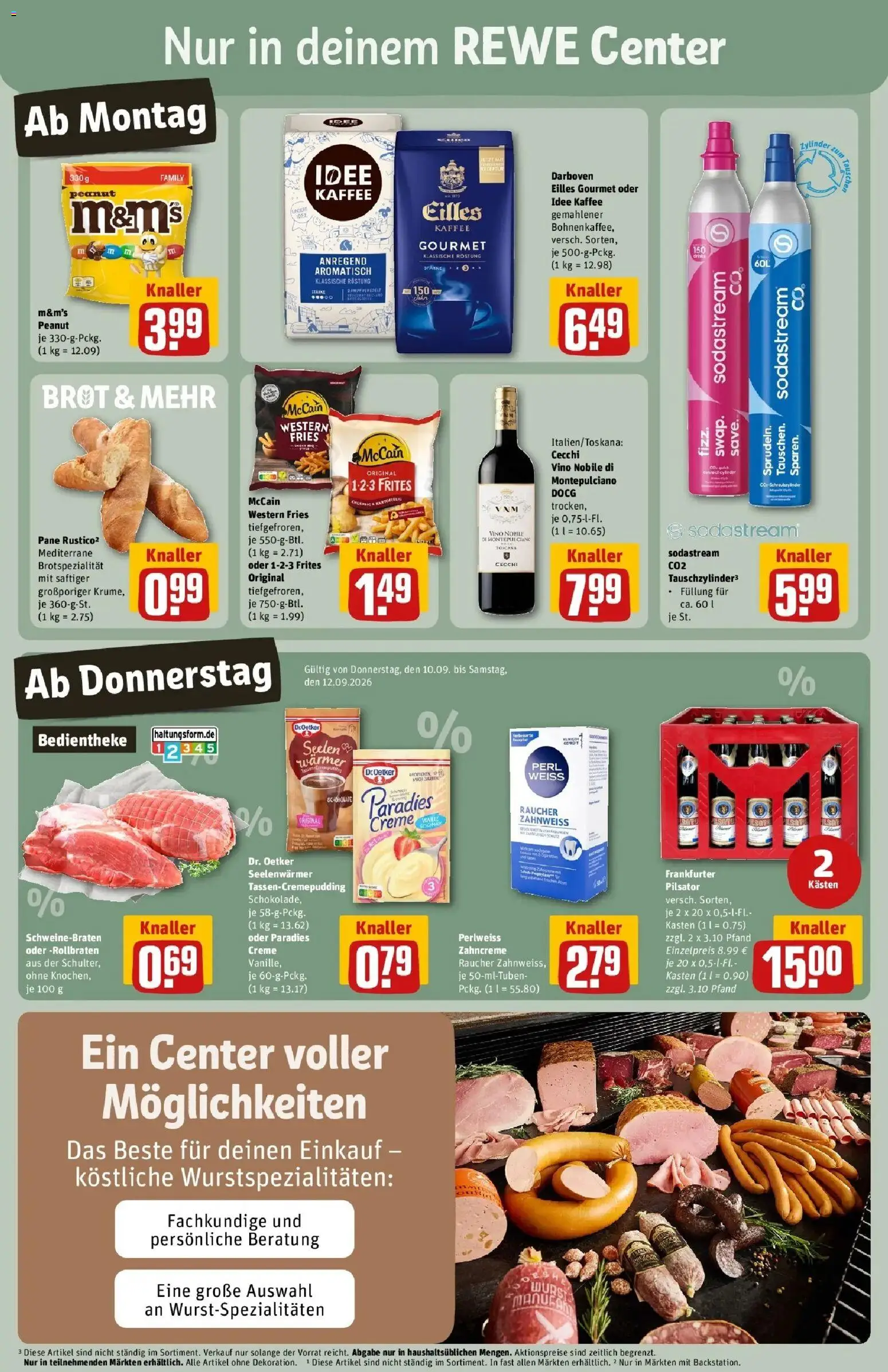 REWE Prospekt ab 07.09.2026 zum Blättern » Angebote | Seite: 3 | Produkte: Kaffee, Pane, M&M's, Sodastream