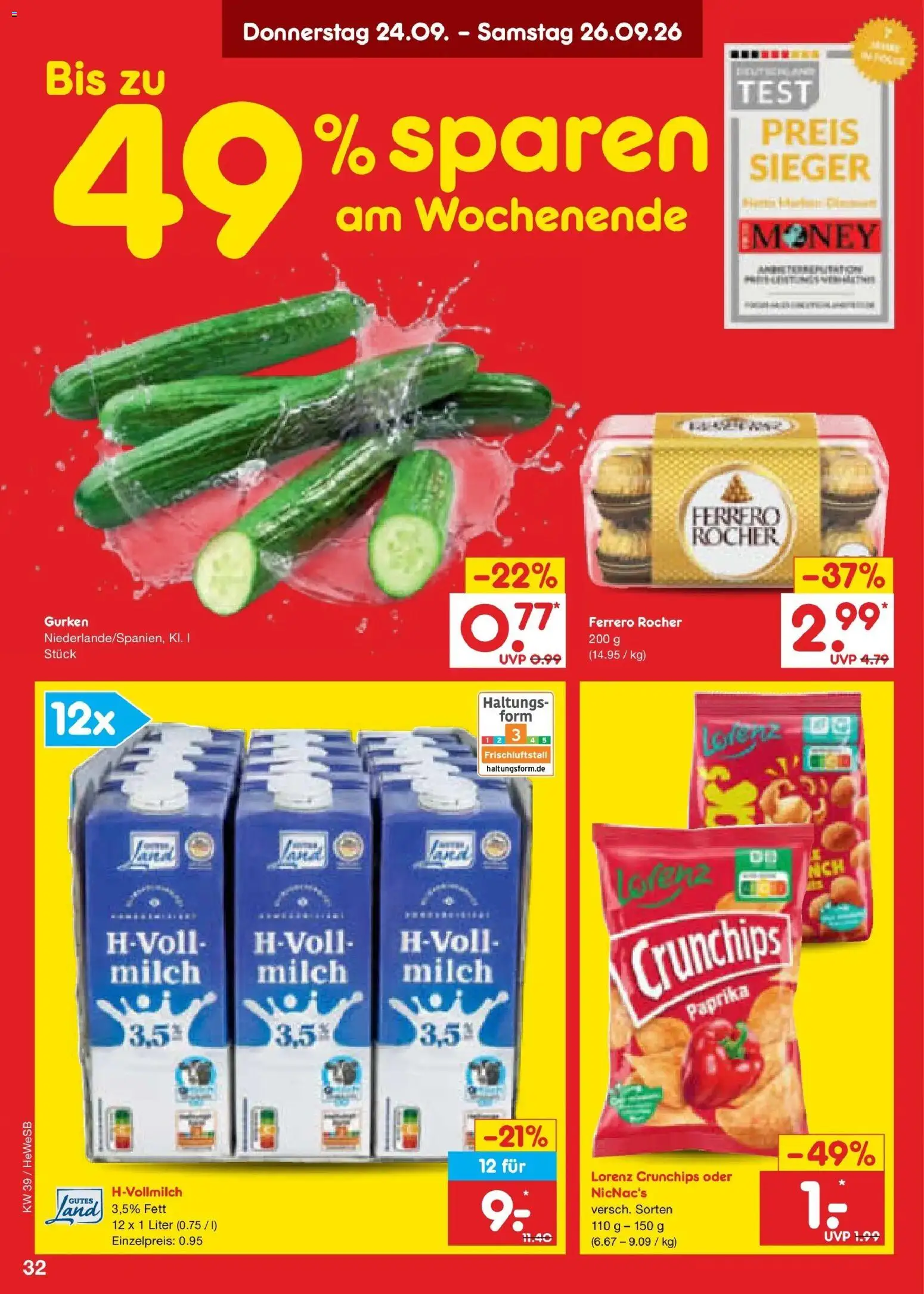 Netto Marken-Discount Prospekt Hamburg – gültig ab 21.09.2026 | Seite: 46 | Produkte: Ferrero rocher, Milch, Paprika, Lorenz crunchips