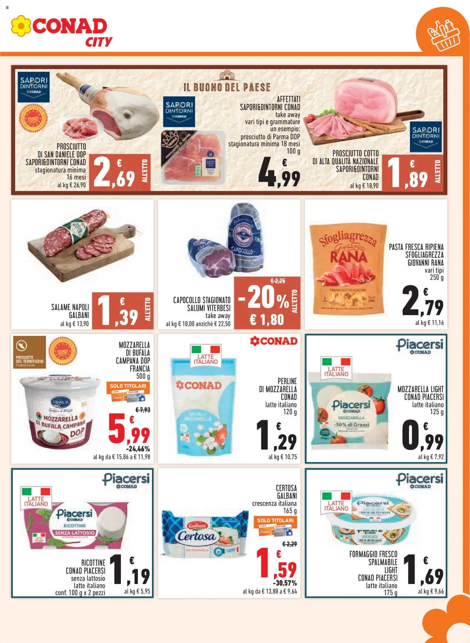 Volantino Conad del 26/08/2026 | Pagina: 5 | Prodotti: Ricotta, Crescenza, Formaggio fresco spalmabile, Senza lattosio