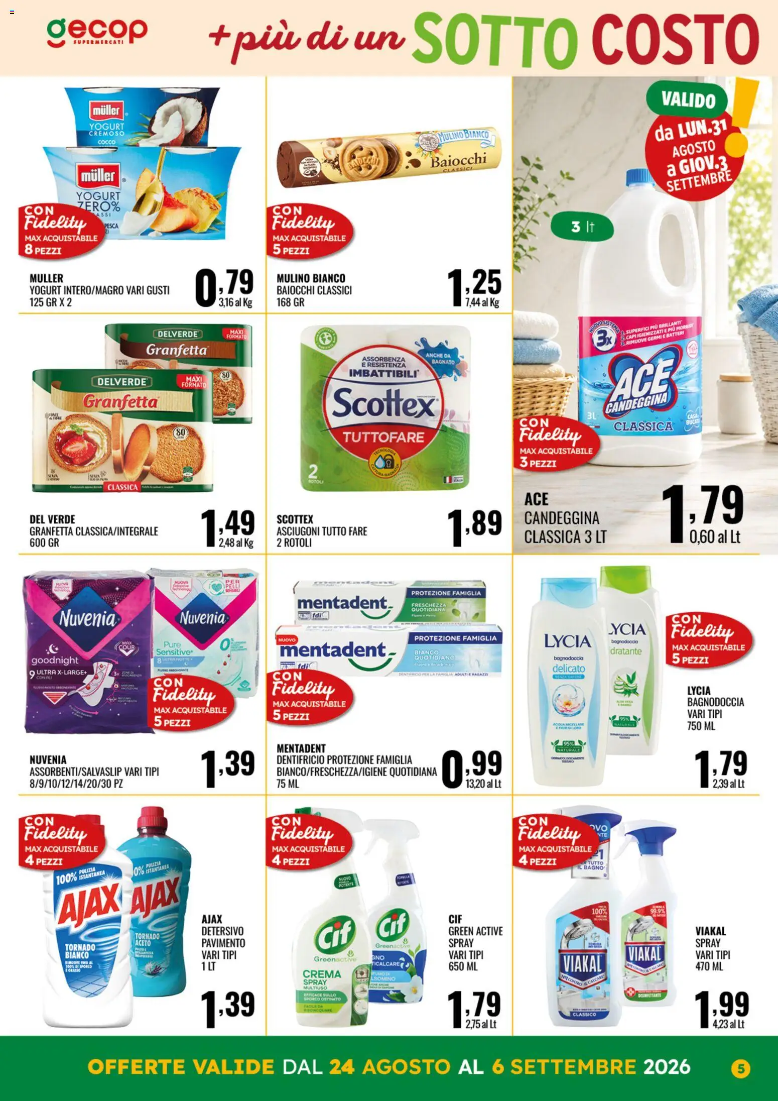Volantino GECOP del 24/08/2026 | Pagina: 5 | Prodotti: Crema, Yogurt, Pesca, Bagno