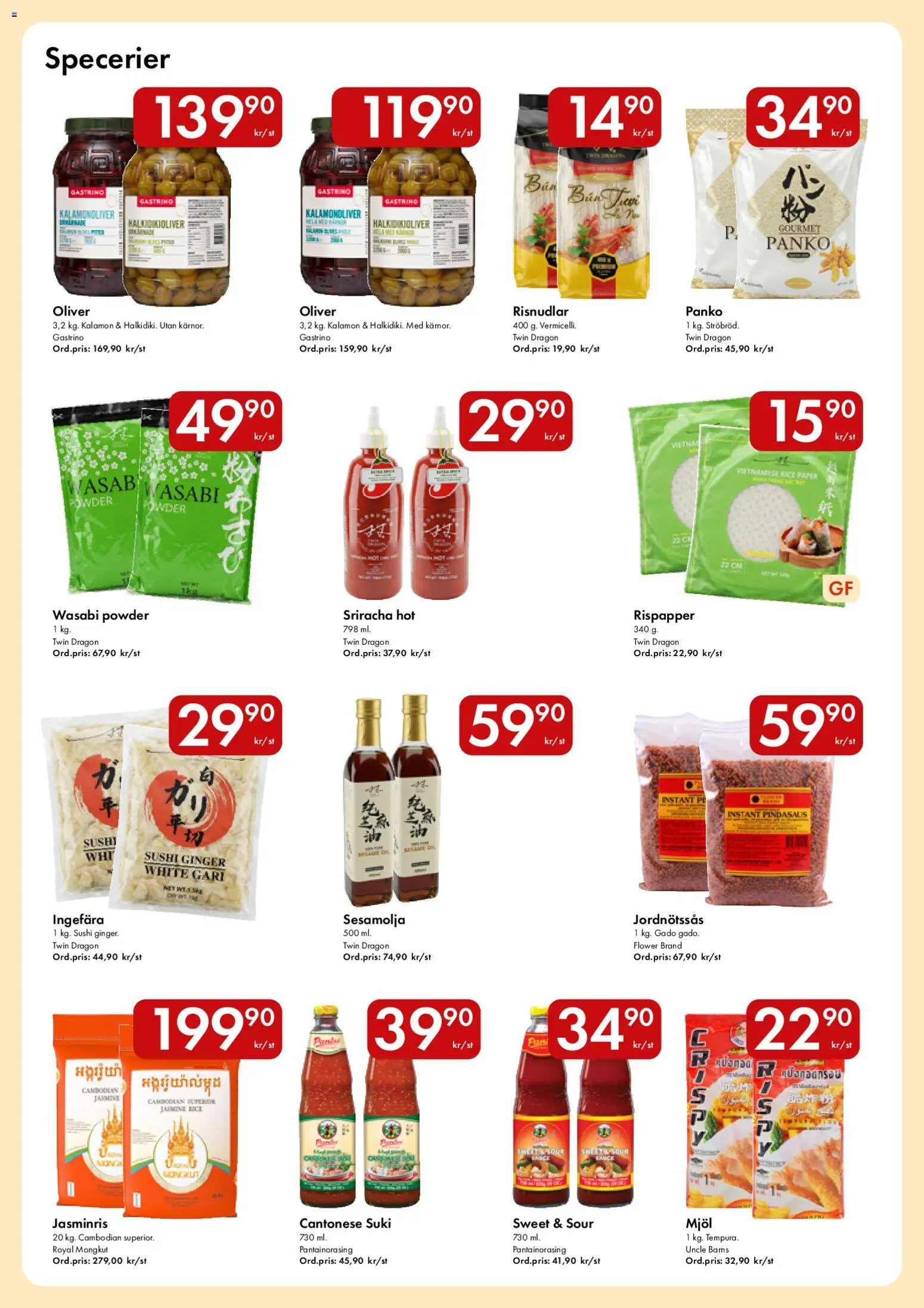 Snabbgross reklamblad aktuell från 07/09/2026 | Sida: 9 | Produkter: Oliver, Mjöl, Sushi, Ingefära