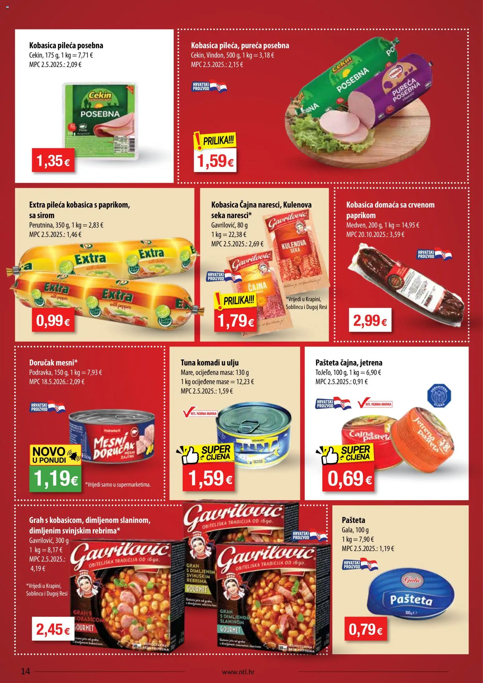 NTL katalog | vrijedi od 24.06.2026 | Stranica: 14 | Proizvodi: Grah, Podravka, Pašteta, Tuna