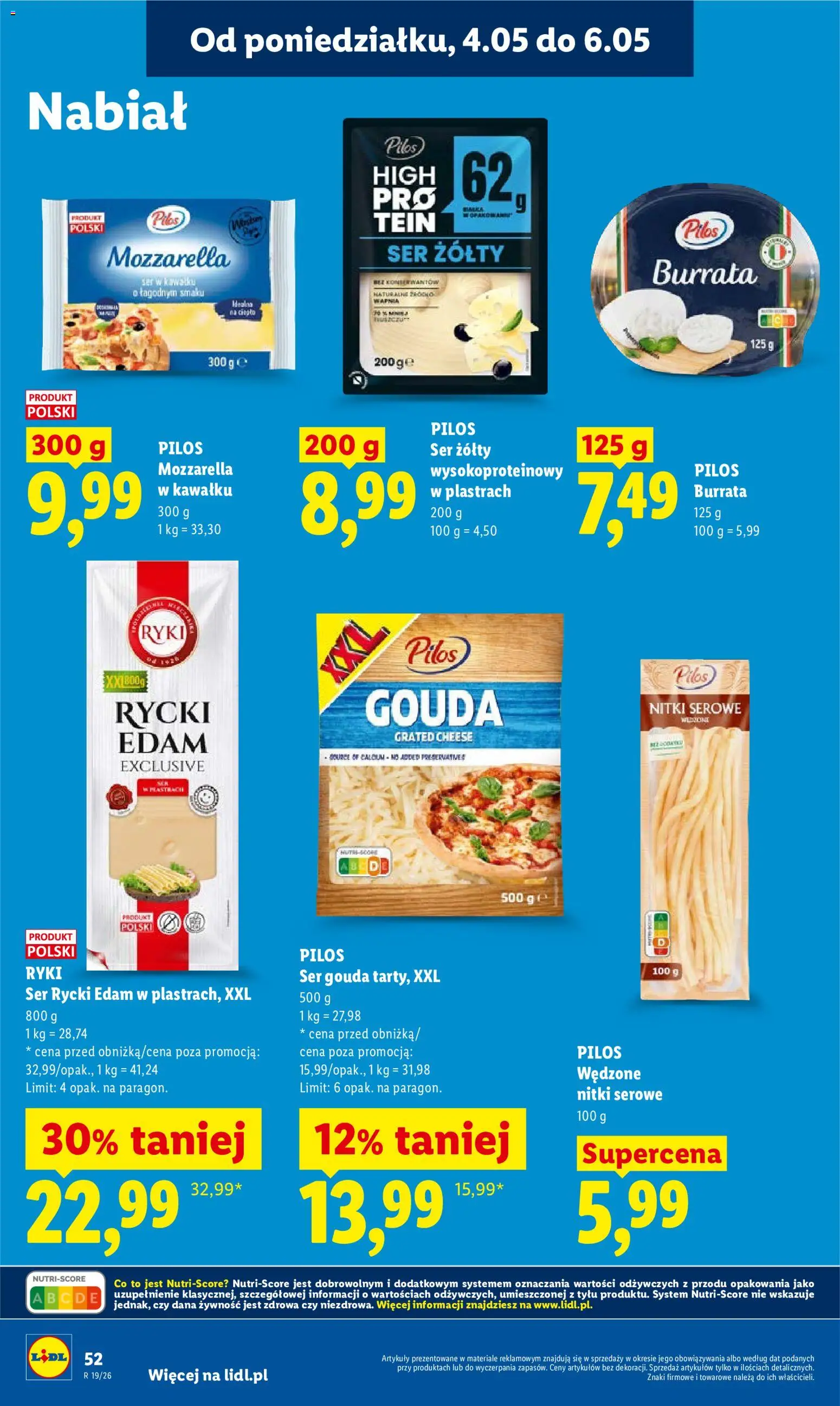 Lidl Polsko leták od 04.05.2026 | Strana: 54 | Produkty: Gouda, Burrata, Mozzarella