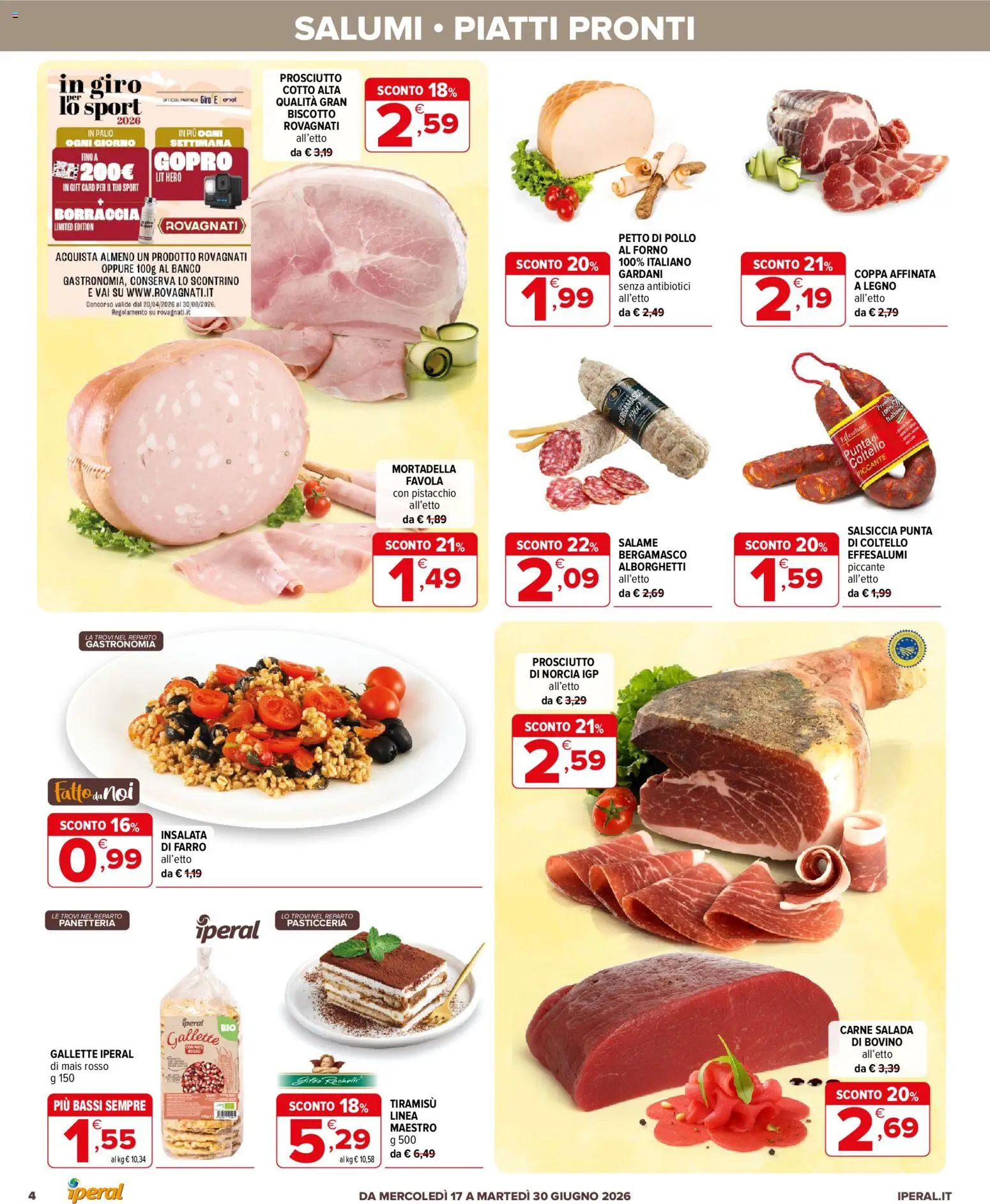 Volantino Iperal del 17.06.2026 | Pagina: 4 | Prodotti: Bovino, Prosciutto Cotto, Forno, Farro