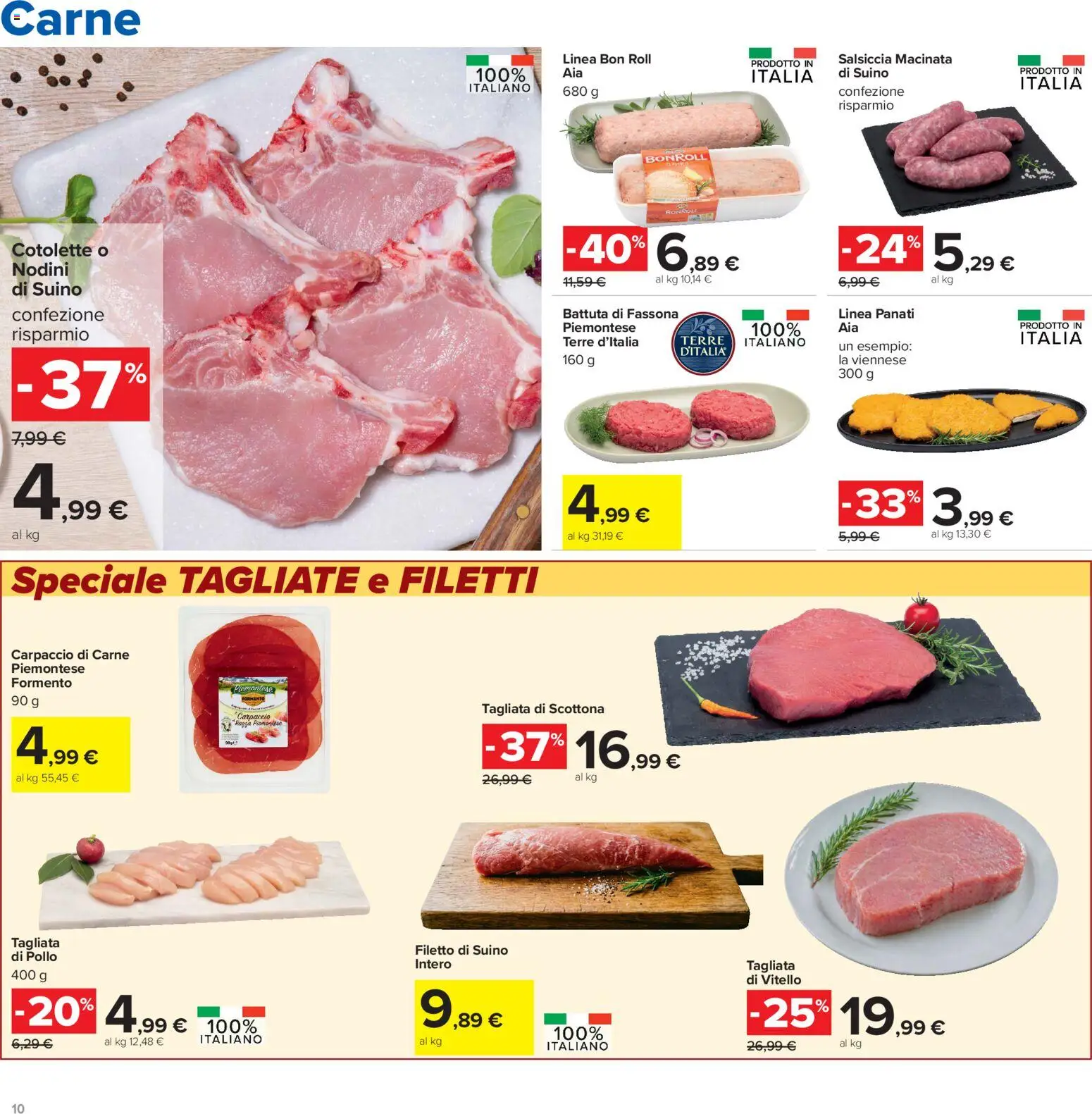 Volantino Carrefour del 16.06.2026 | Pagina: 10 | Prodotti: Pollo, Suino, Salsiccia, Vitello