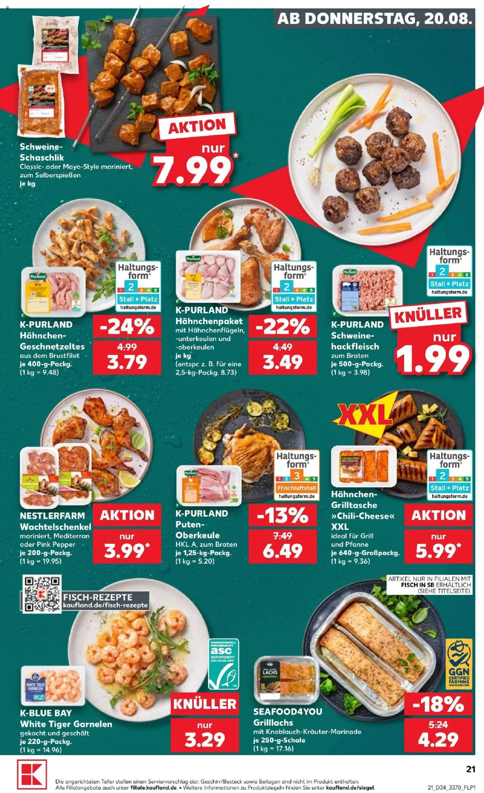 Kaufland Prospekt Jena – gültig ab 20.08.2026 | Seite: 23 | Produkte: Beilagen, Hahnchen, Tiger garnelen, Hackfleisch