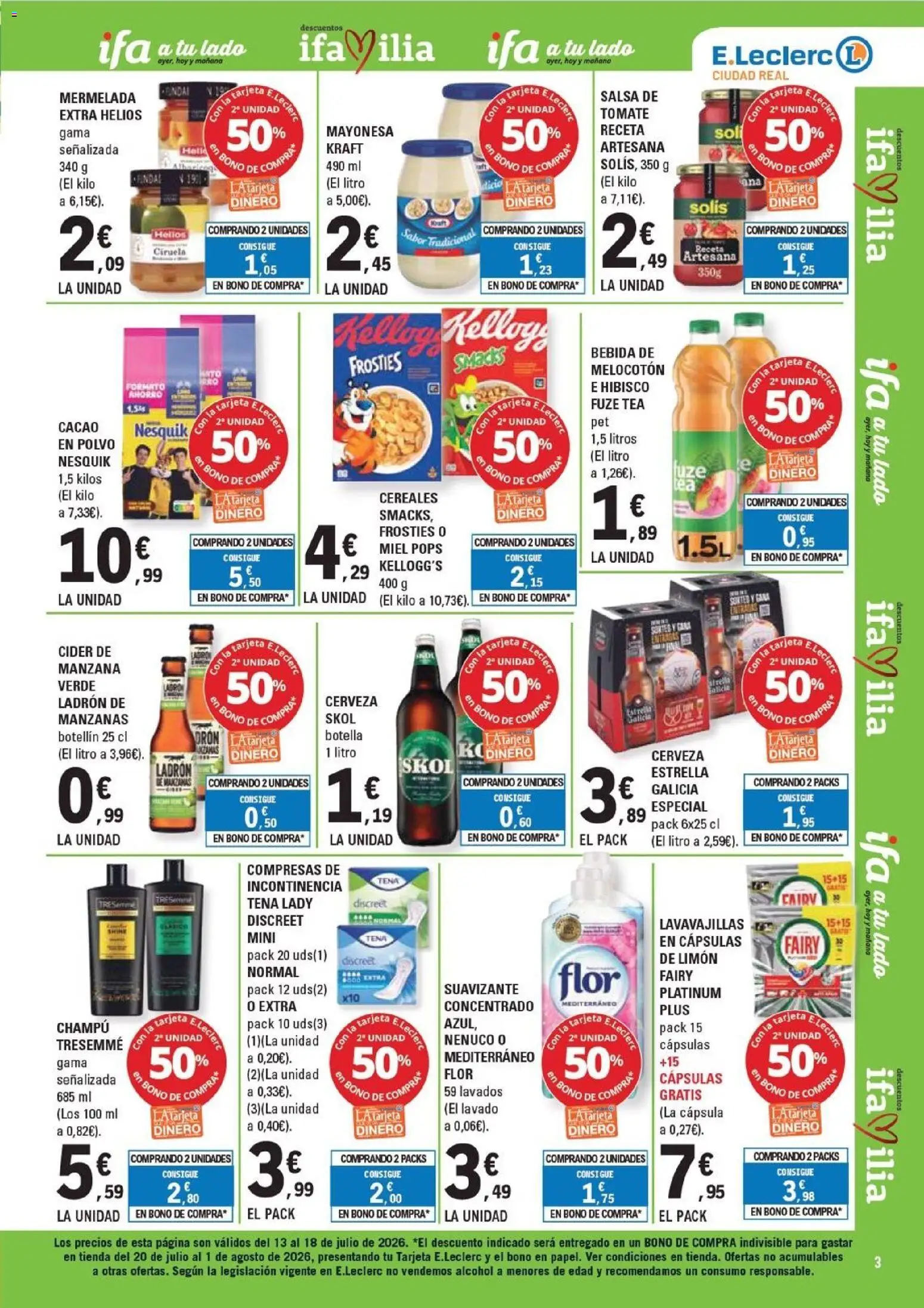 E.Leclerc Ciudad Real │ válido desde el 13/07/2026 | Página: 3 | Productos: Ψηφιακή κάμερα, Cerveza, Manzanas, Manzana
