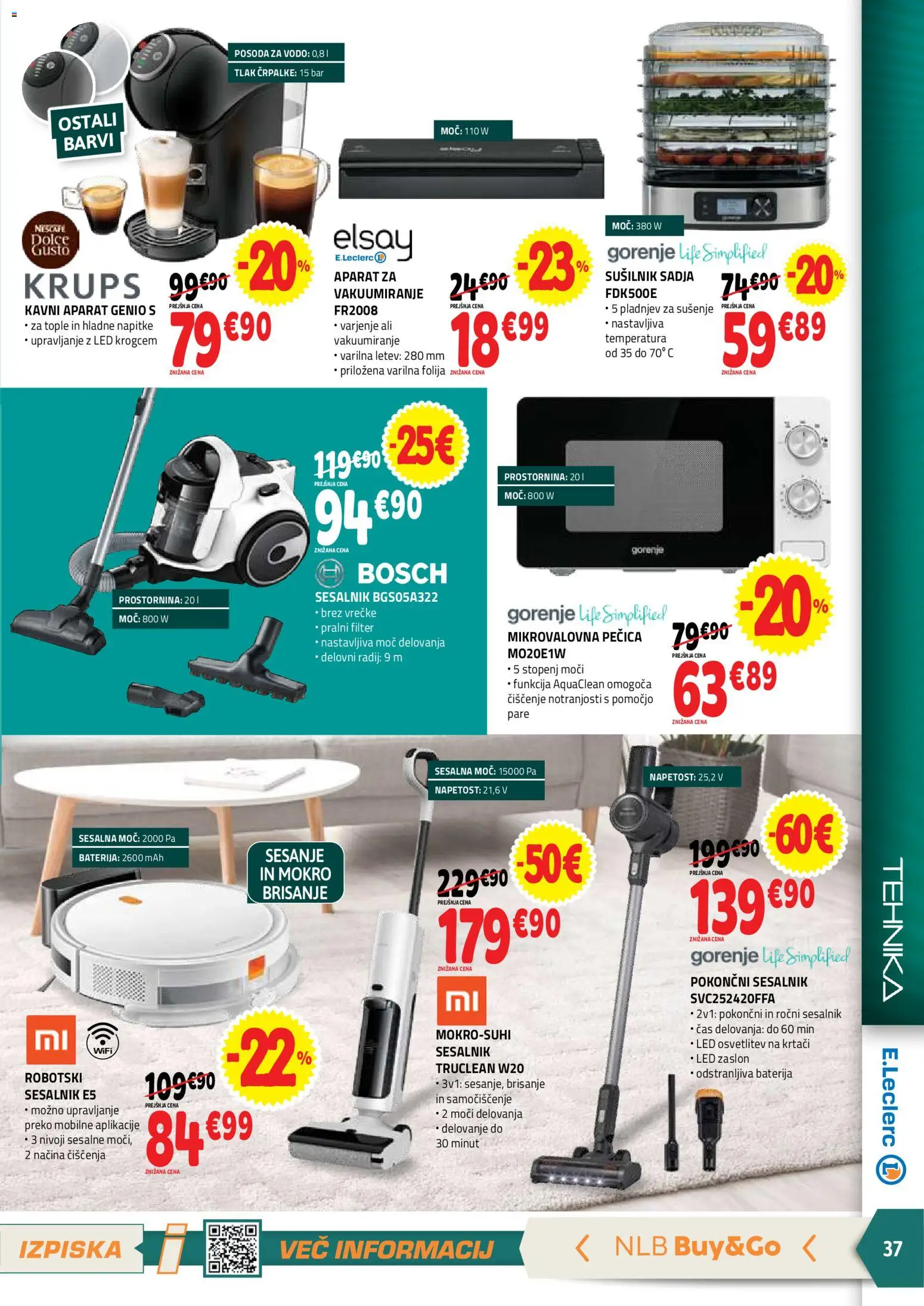 Novi E.leclerc katalog ponudbe – veljaven od 16.09.2026 | Stran: 37 | Izdelki: Baterija, Pecica, Folija, Sesalnik