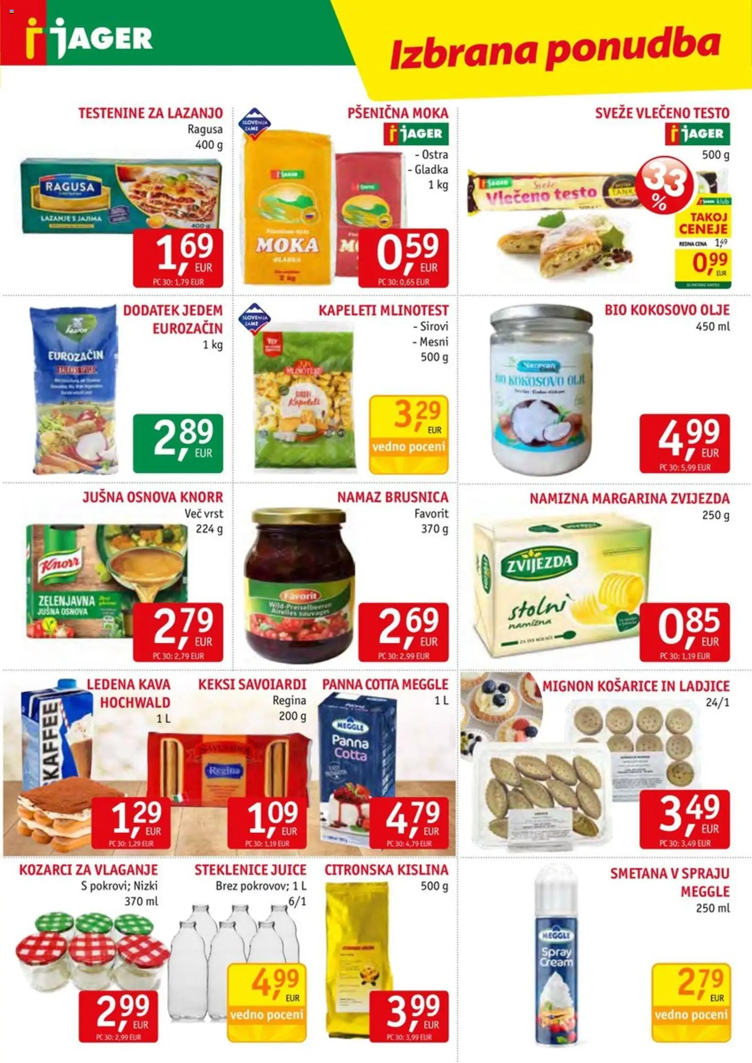 Novi Jager katalog ponudbe – veljaven od 06.05.2026 | Stran: 9 | Izdelki: Keksi, Olje, Testenine, Smetana