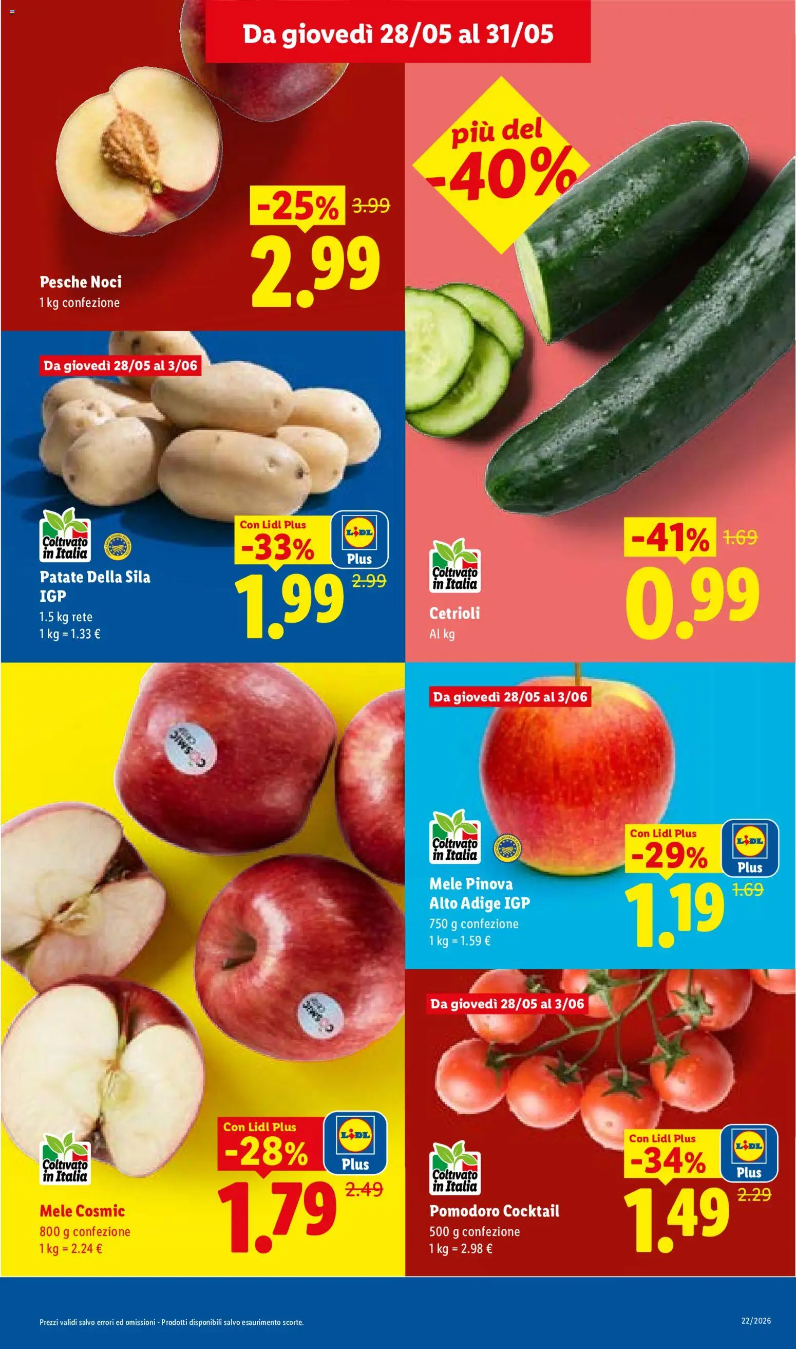 Volantino Lidl del 28.05.2026 | Pagina: 5 | Prodotti: Mele, Cetrioli, Patate, Pomodoro