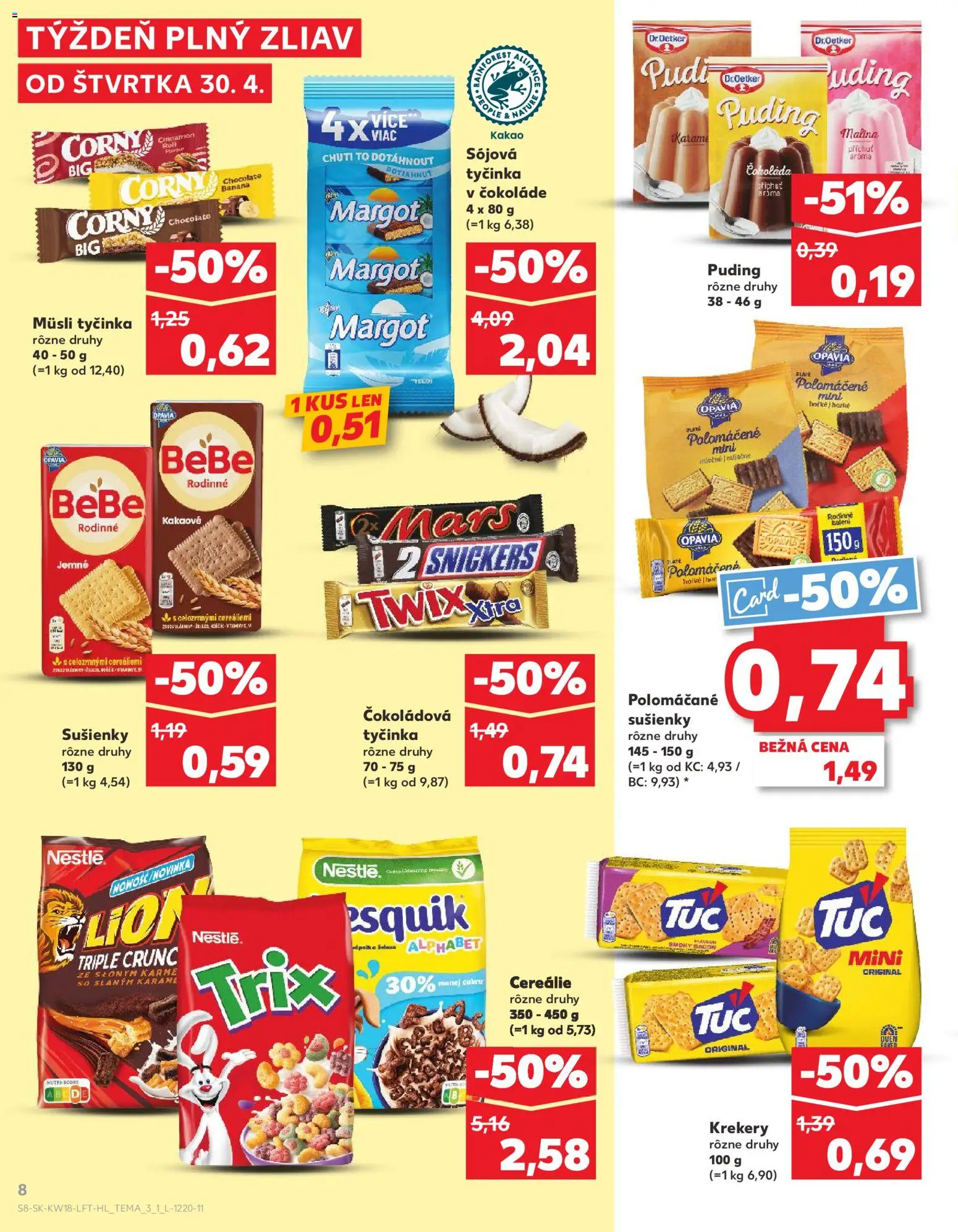 Nové Kaufland akcie – leták je platný od 30.04.2026 | Strana: 8 | Produkty: Puding, Čokoláda, Cereálie, Kakao