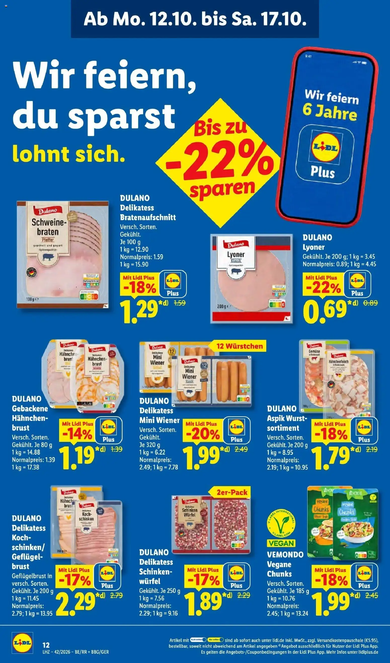 Lidl Prospekt Mahlow (ab 12.10.2026) zum Blättern » Angebote | Seite: 22 | Produkte: Hahnchen, Tür, Wurst, Schinken