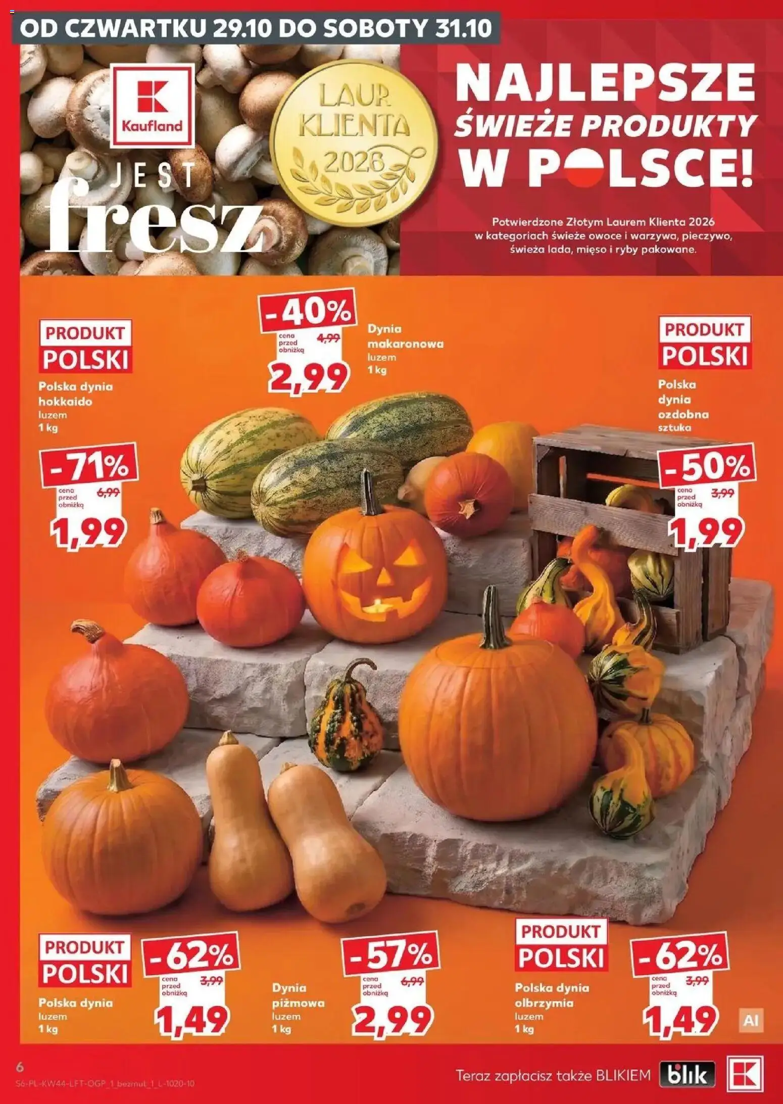 Kaufland aktualna gazetka od 29.10.2026 - od jutra PDF | Strona: 6 | Produkty: Dynia, Dynia Hokkaido, Ryby, Dynia piżmowa