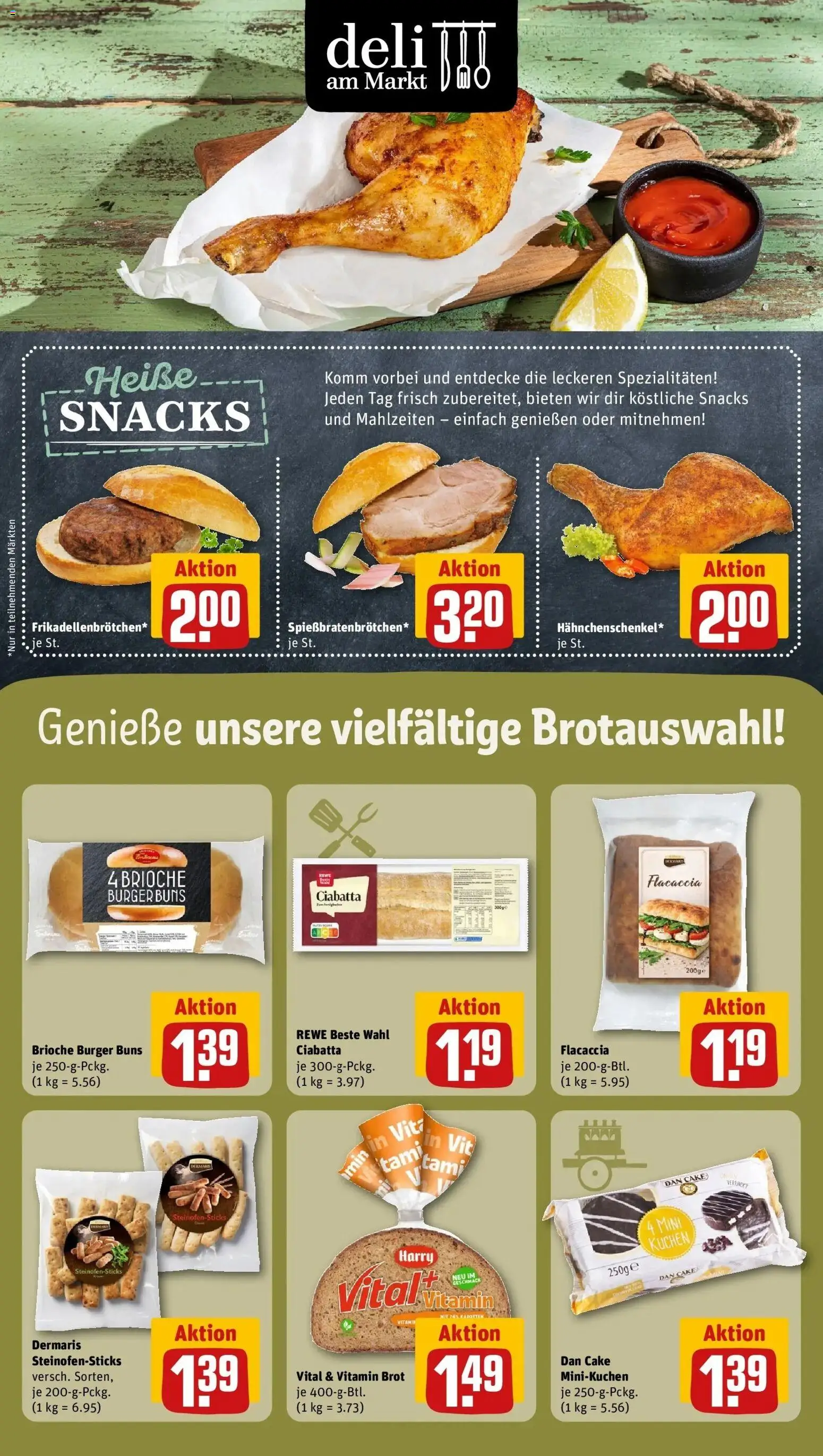 Rewe Prospekt Wegberg	 – gültig ab 10.05.2026 | Seite: 15 | Produkte: Hahnchenschenkel, Burger, Brot, Kuchen