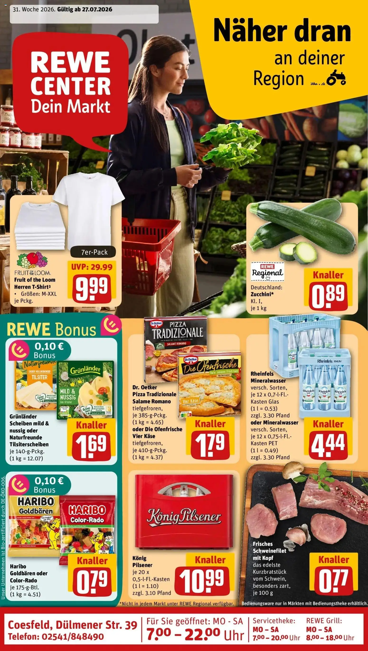 Rewe Prospekt Coesfeld – gültig ab 27.07.2026 | Seite: 1 | Produkte: Haribo, Grunlander, Telefon, Uhr