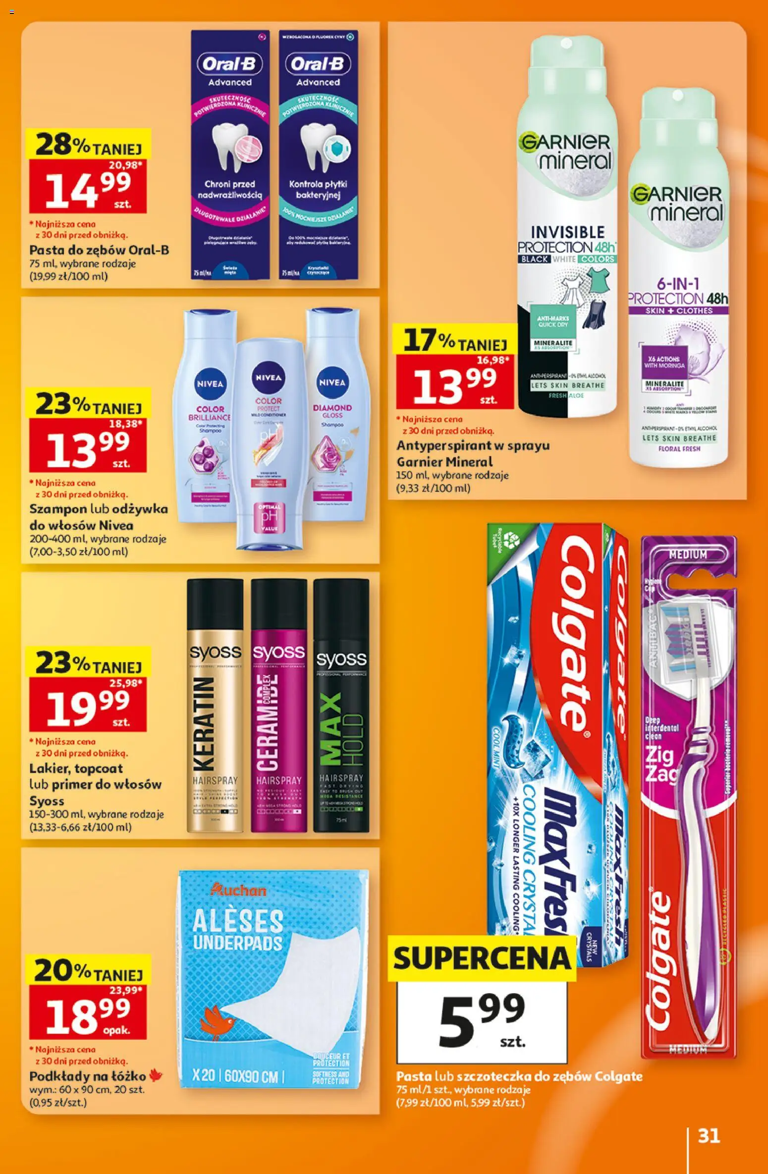 Auchan gazetka - Hipermarket od 29.10.2026 | Strona: 31 | Produkty: Garnier, Szampon, Odżywka do włosów, Pasta do zębów