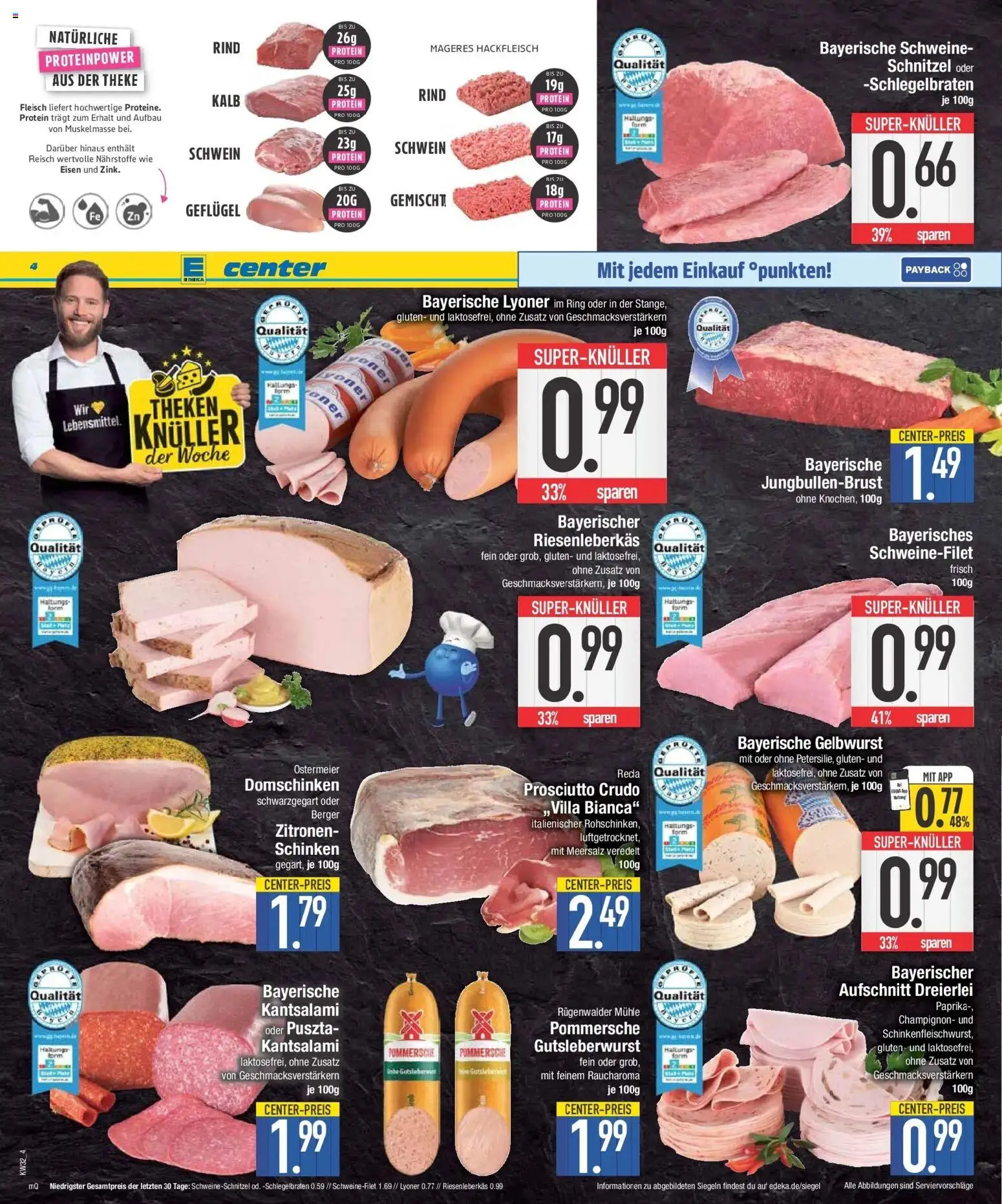 E center Prospekt Weißenburg | Seite: 4 | Produkte: Mühle, Schweinefilet, Paprika, Schinken