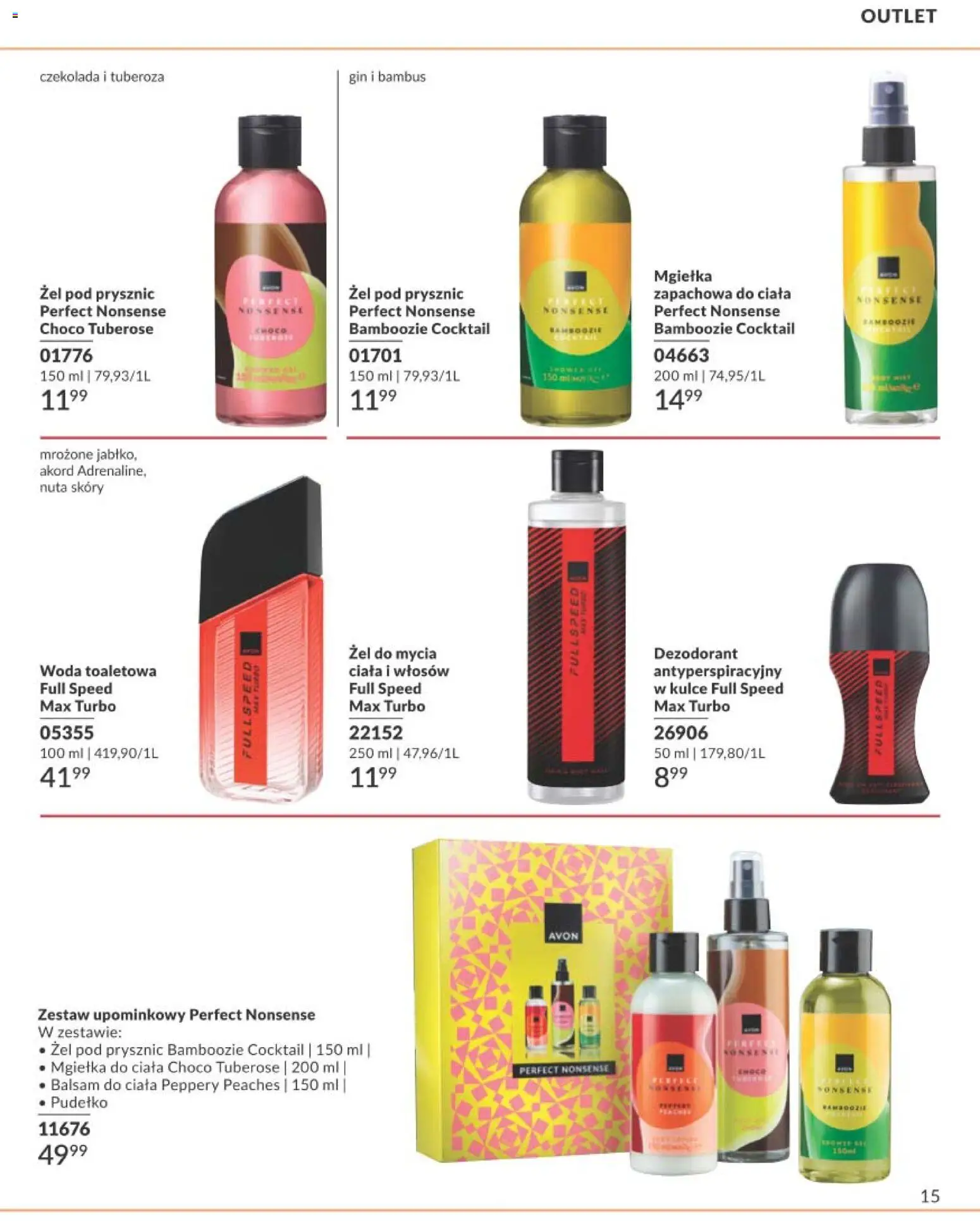 Avon Katalog Focus 10 2026 od 30.09.2026 | Strona: 15 | Produkty: Mgiełka zapachowa, Pudełko, Czekolada, Żel pod prysznic
